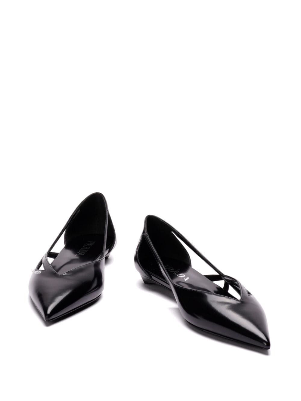 Prada Women Brushed Leather Cut-Out Ballerinas PRADA