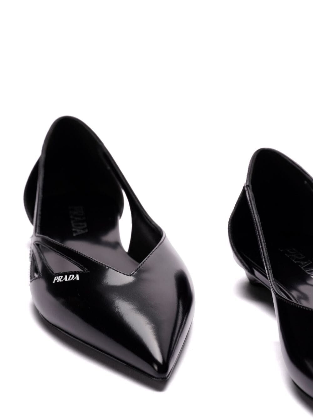 Prada Women Brushed Leather Cut-Out Ballerinas PRADA