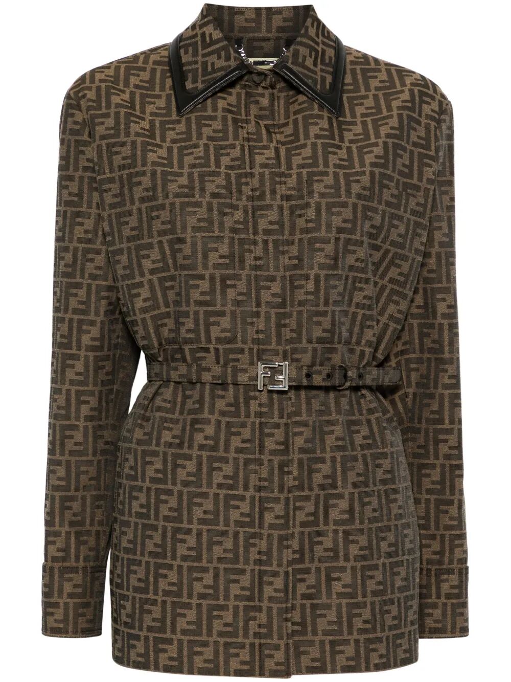 Fendi Women Ff Jacquard Canvas Shirt Jacket