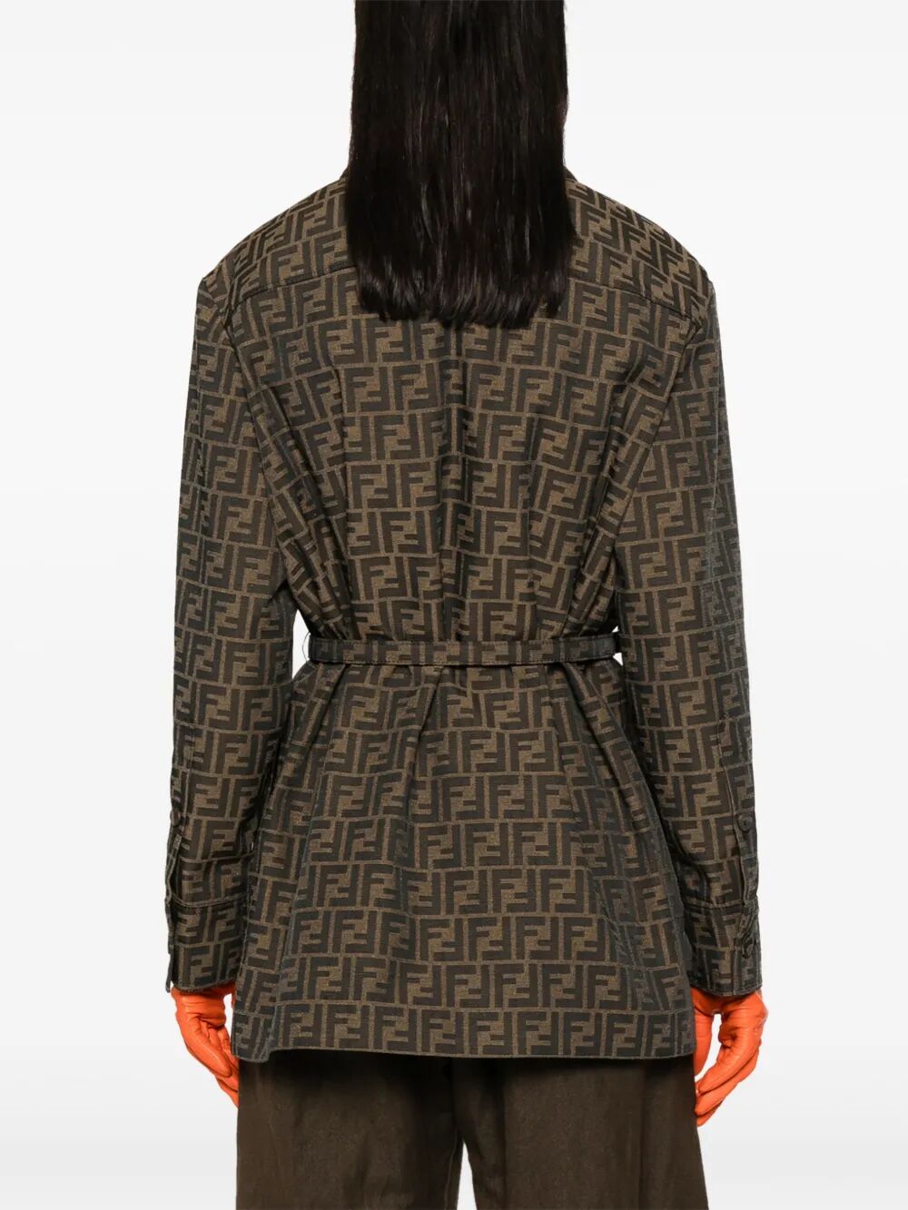 Fendi Women Ff Jacquard Canvas Shirt Jacket