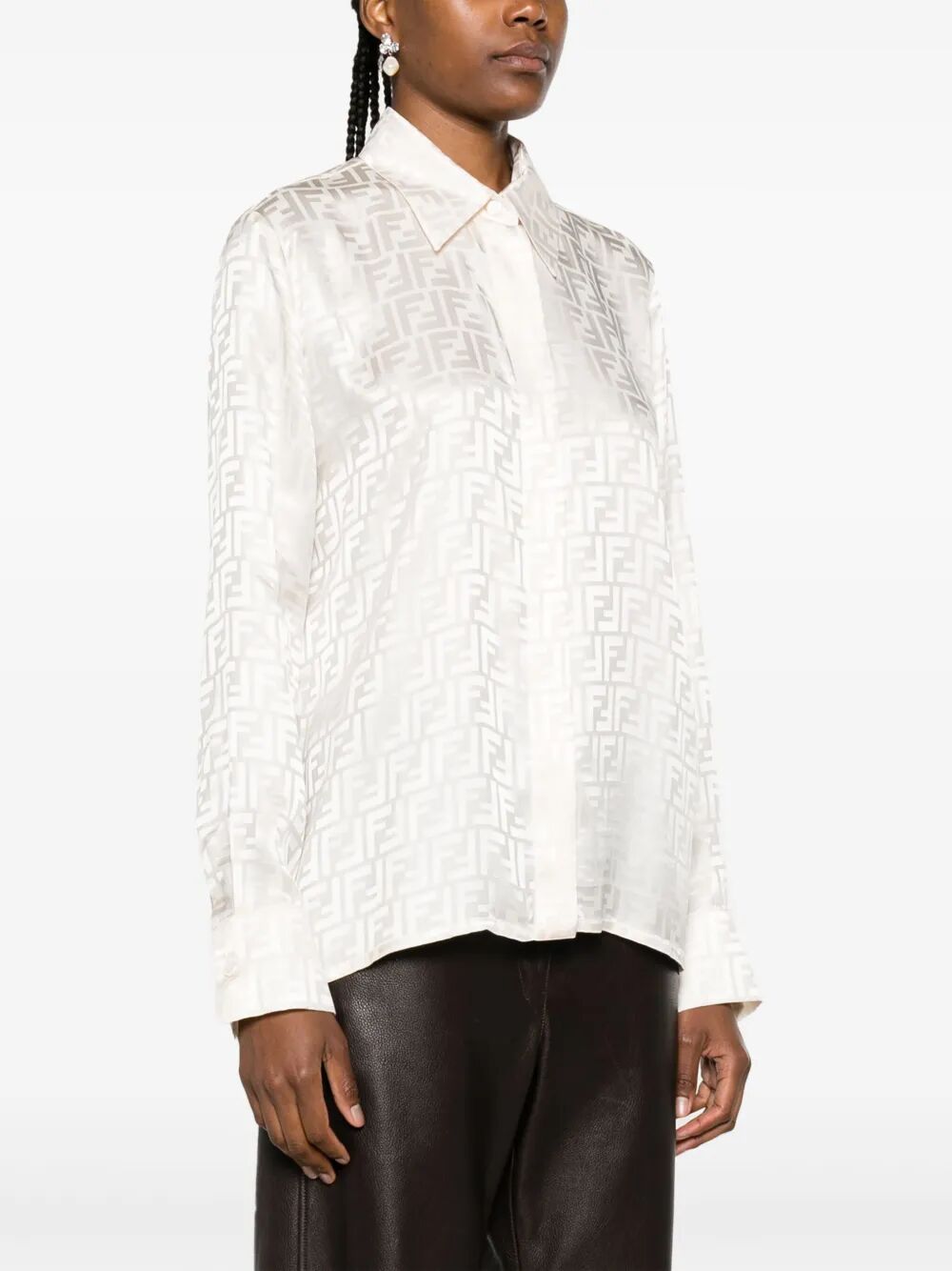 Fendi Women Ff Silk Oversized Shirt FENDI