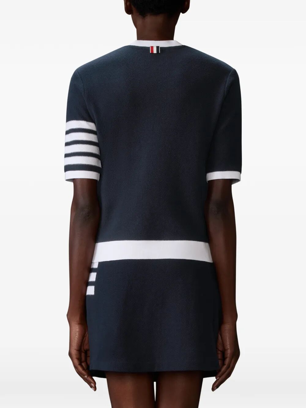 Thom Browne Women Textured Cotton Piqué 4-Bar T-Shirt THOM BROWNE