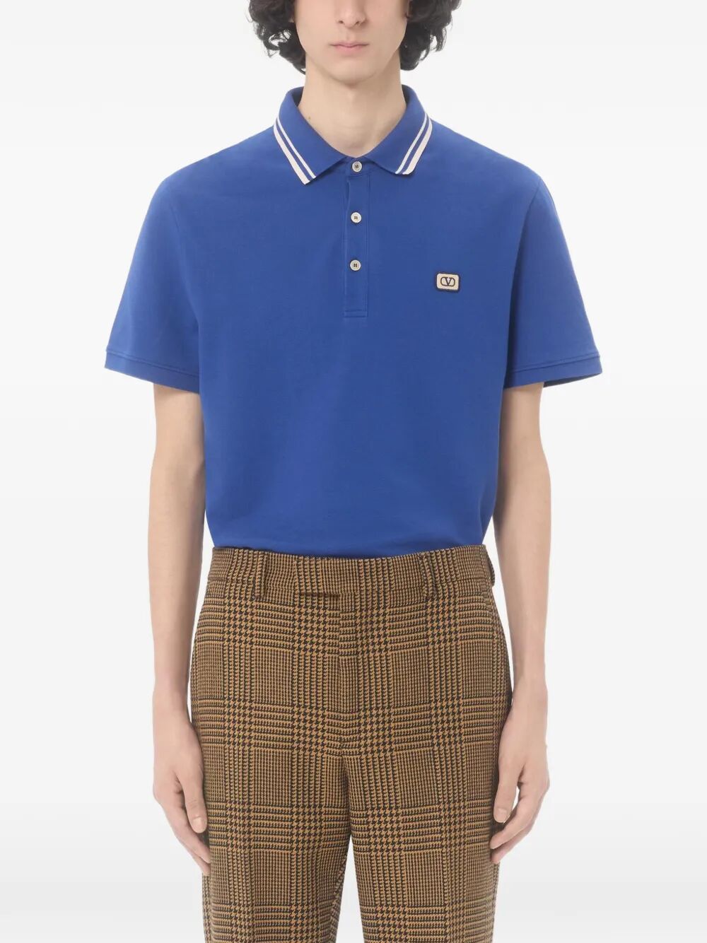 Valentino Garavani Men Cotton Piqué Polo Shirt With Vlogo Patch VALENTINO GARAVANI
