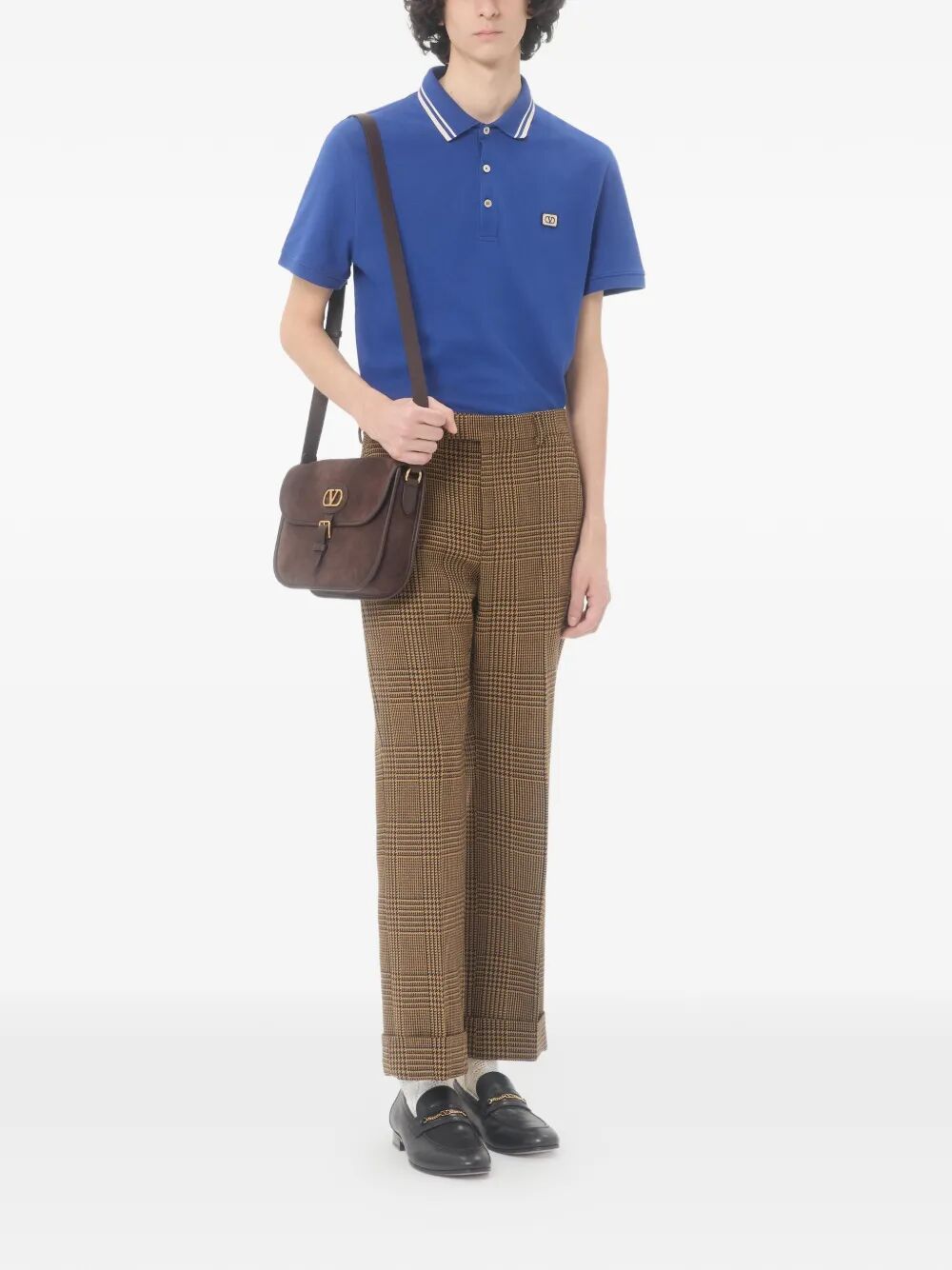 Valentino Garavani Men Cotton Piqué Polo Shirt With Vlogo Patch VALENTINO GARAVANI