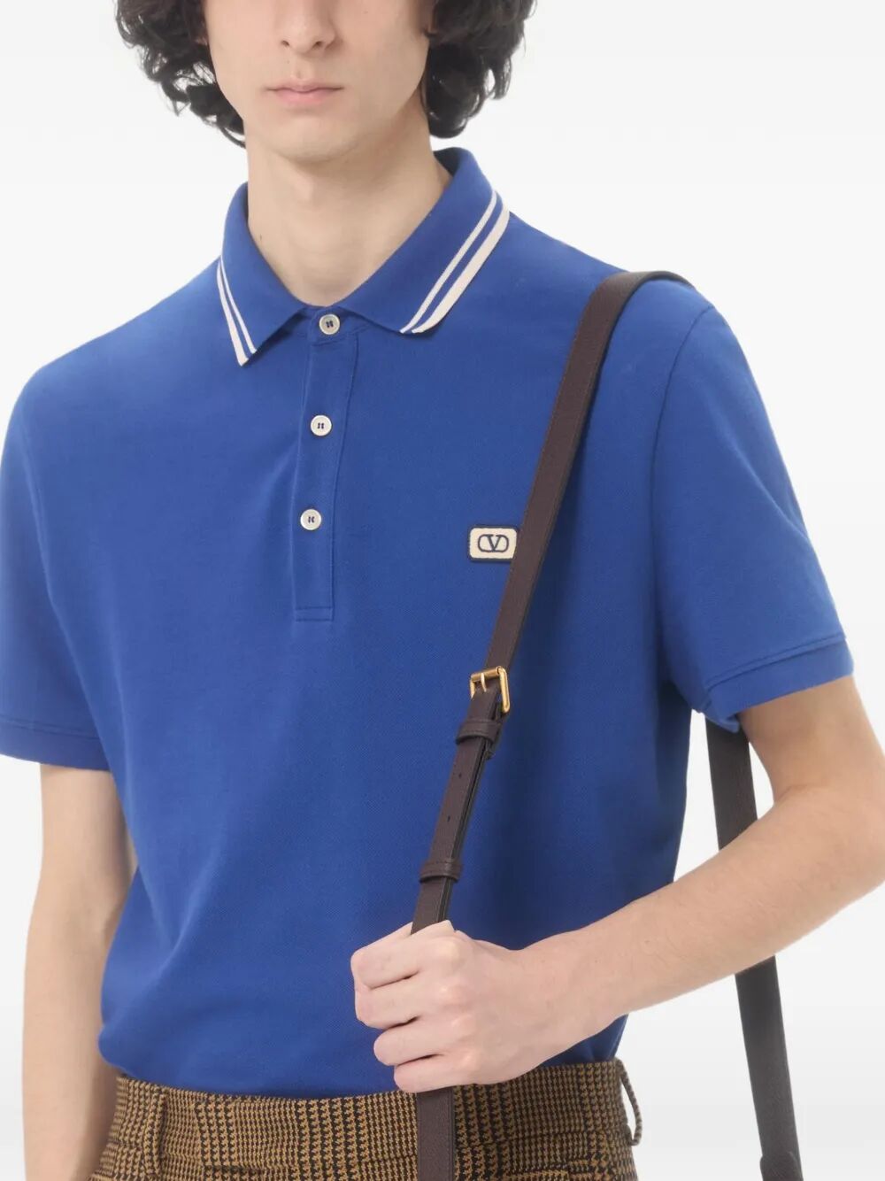Valentino Garavani Men Cotton Piqué Polo Shirt With Vlogo Patch VALENTINO GARAVANI