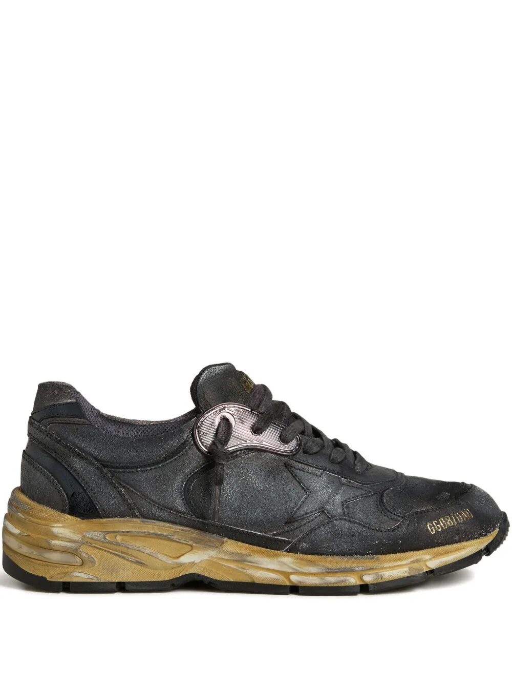 Golden Goose Men Dad-Star Sneakers In Naplak And Crackle Leather With Black Star And Heel Tab GOLDEN GOOSE