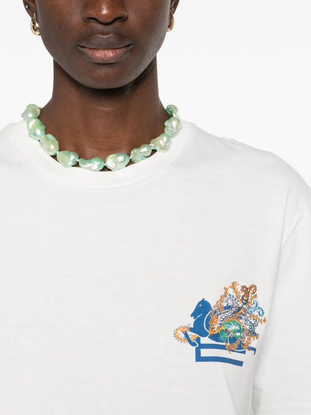 Etro Women Embroidered Logo Cotton T-Shirt ETRO