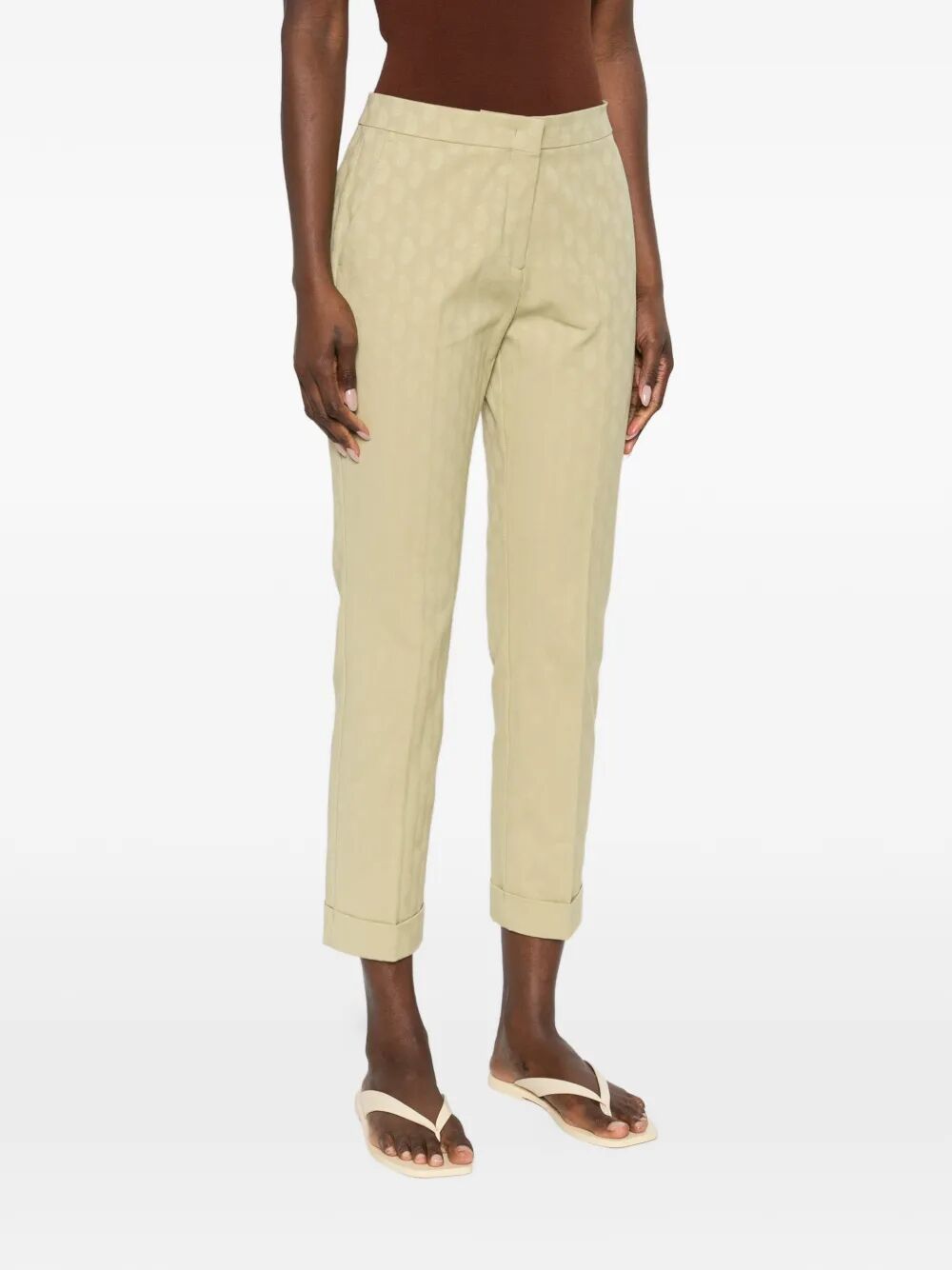 Etro Women Cropped Cotton Jacquard Trousers With Micro Paisley Motif ETRO
