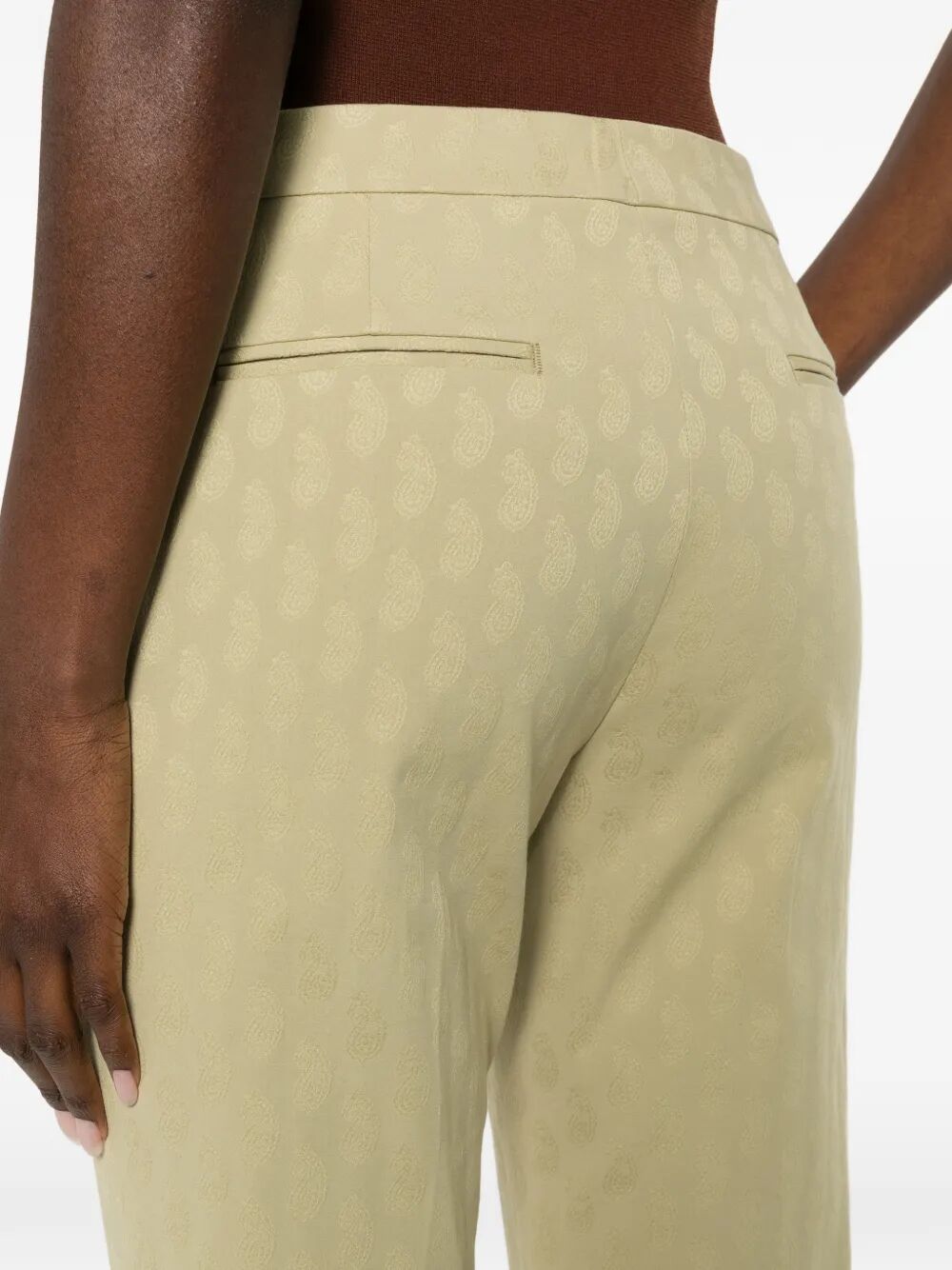 Etro Women Cropped Cotton Jacquard Trousers With Micro Paisley Motif ETRO