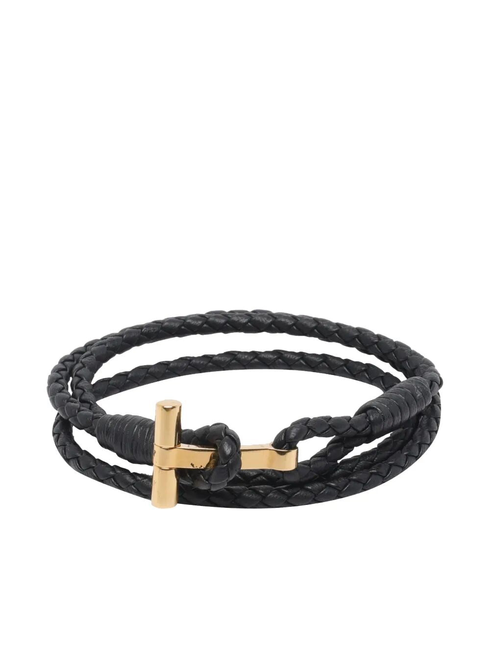 Tom Ford Men Braided Leather T Bracelet TOM FORD
