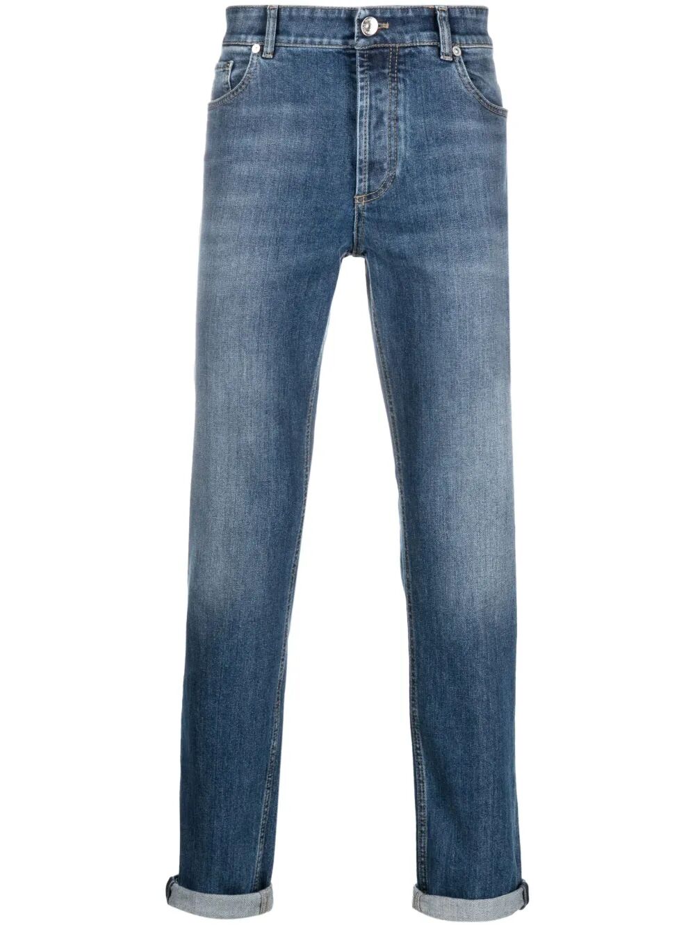 Brunello Cucinelli Men Traditional Fit Five-Pocket Trousers In Comfort Cotton Denim BRUNELLO CUCINELLI