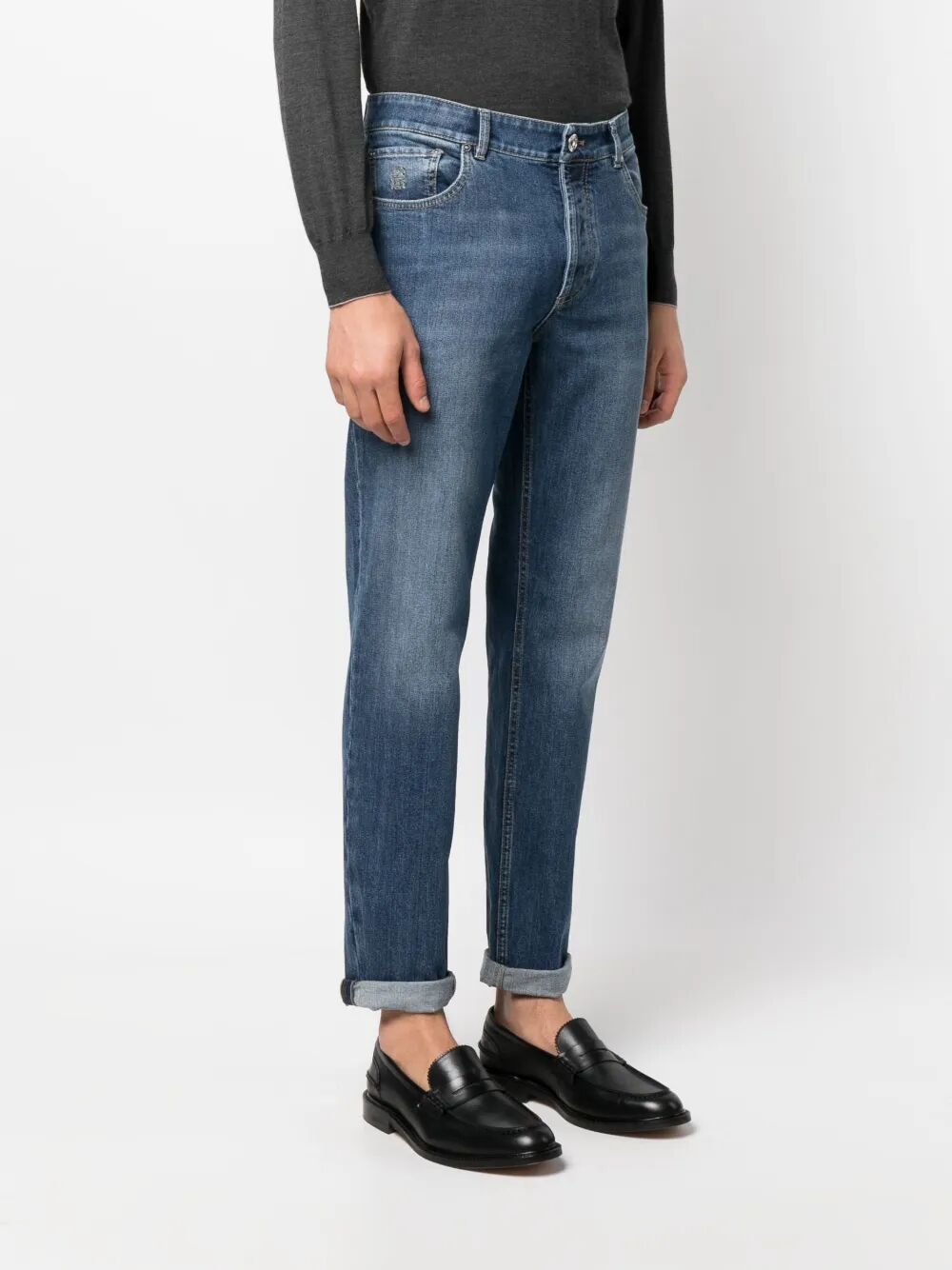 Brunello Cucinelli Men Traditional Fit Five-Pocket Trousers In Comfort Cotton Denim BRUNELLO CUCINELLI