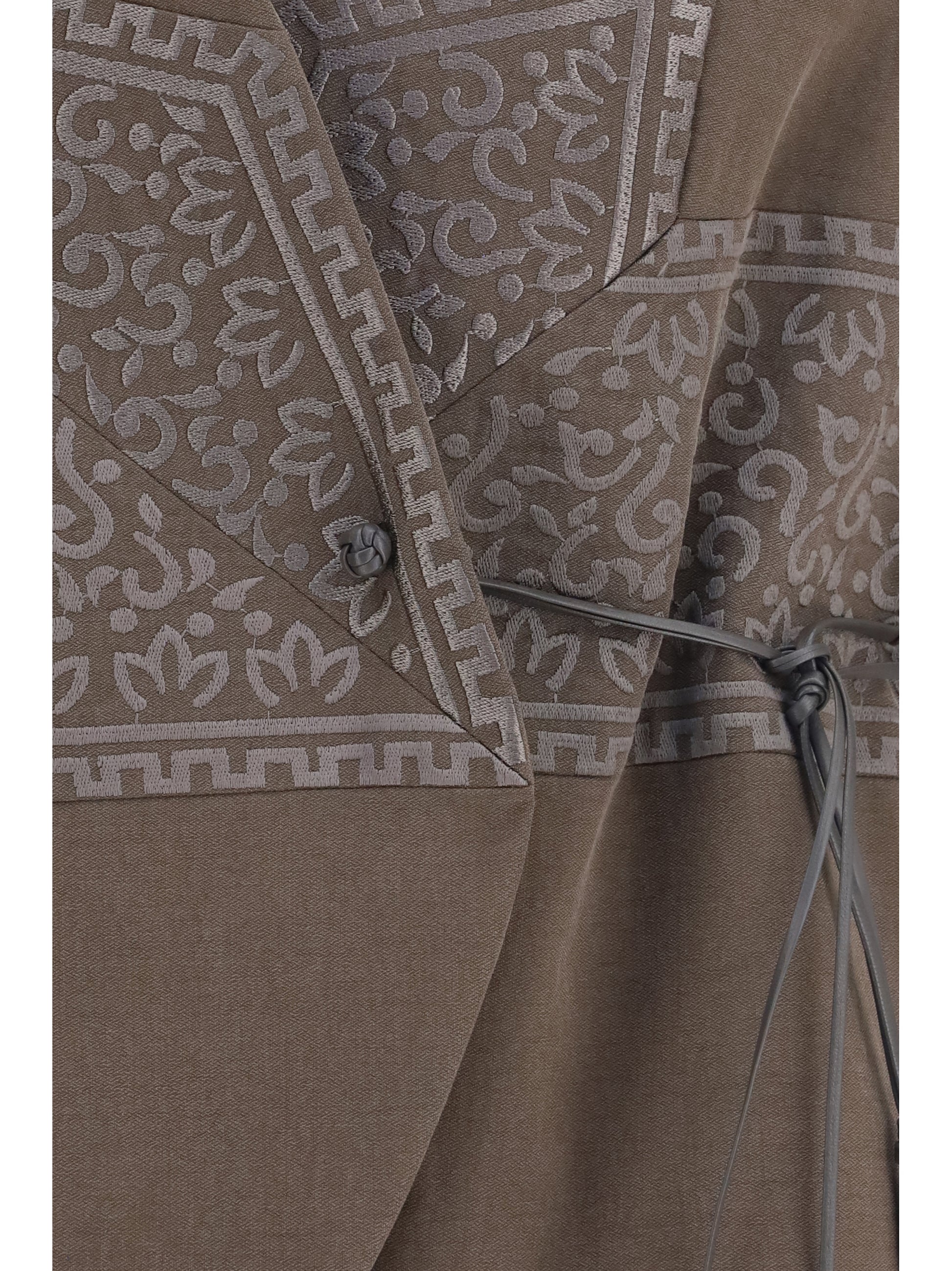 Giorgio Armani Women Vest In Washed Silk And Virgin Wool With Jacquard Pattern And Ties GIORGIO ARMANI