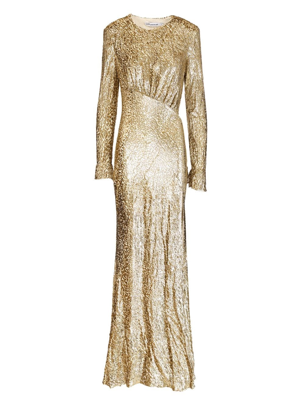 Self-Portrait Women Long Dress In Gold Thread SELF-PORTRAIT
