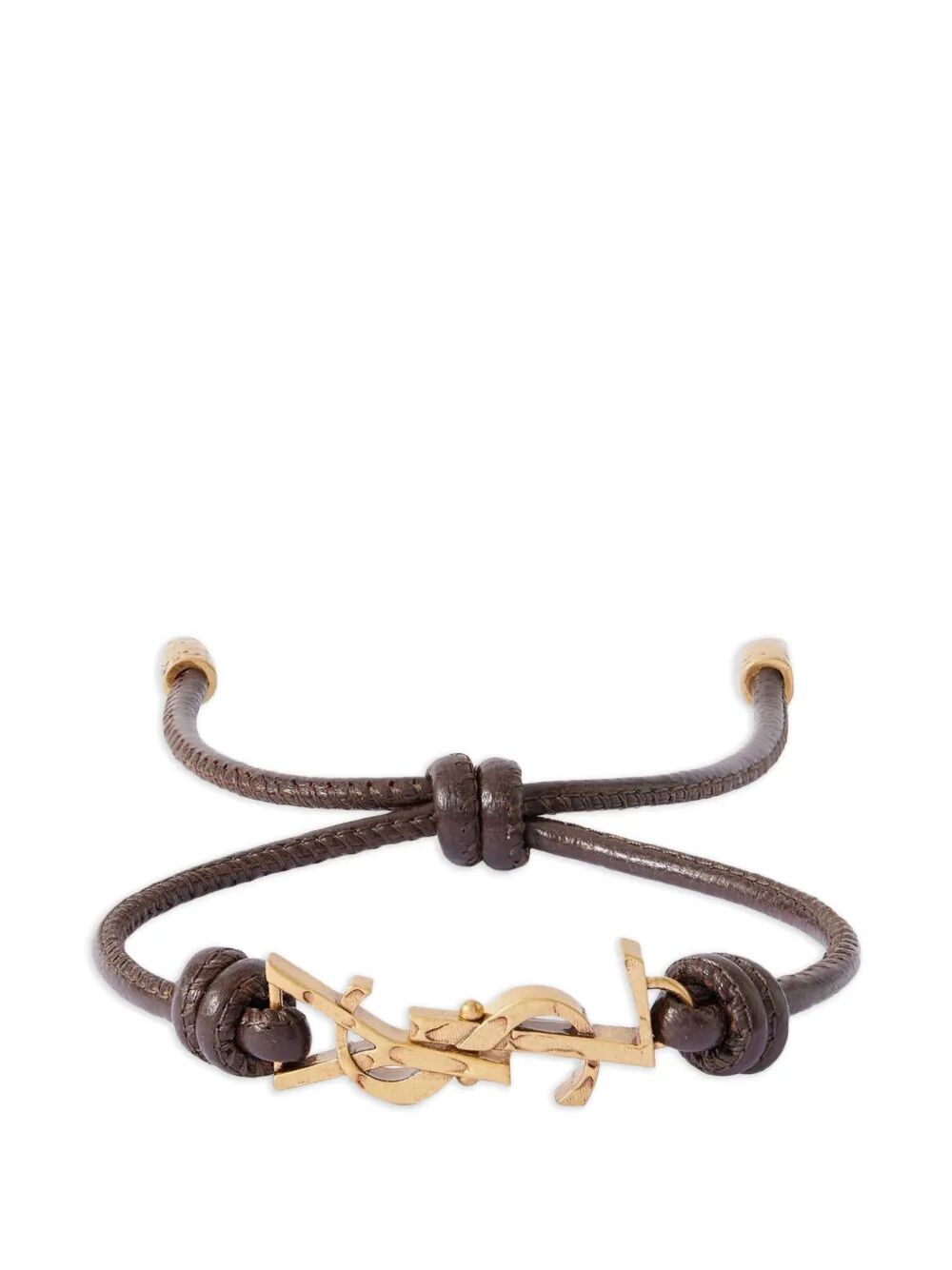 Saint Laurent Men Leather Cord Cassandre Bracelet SAINT LAURENT
