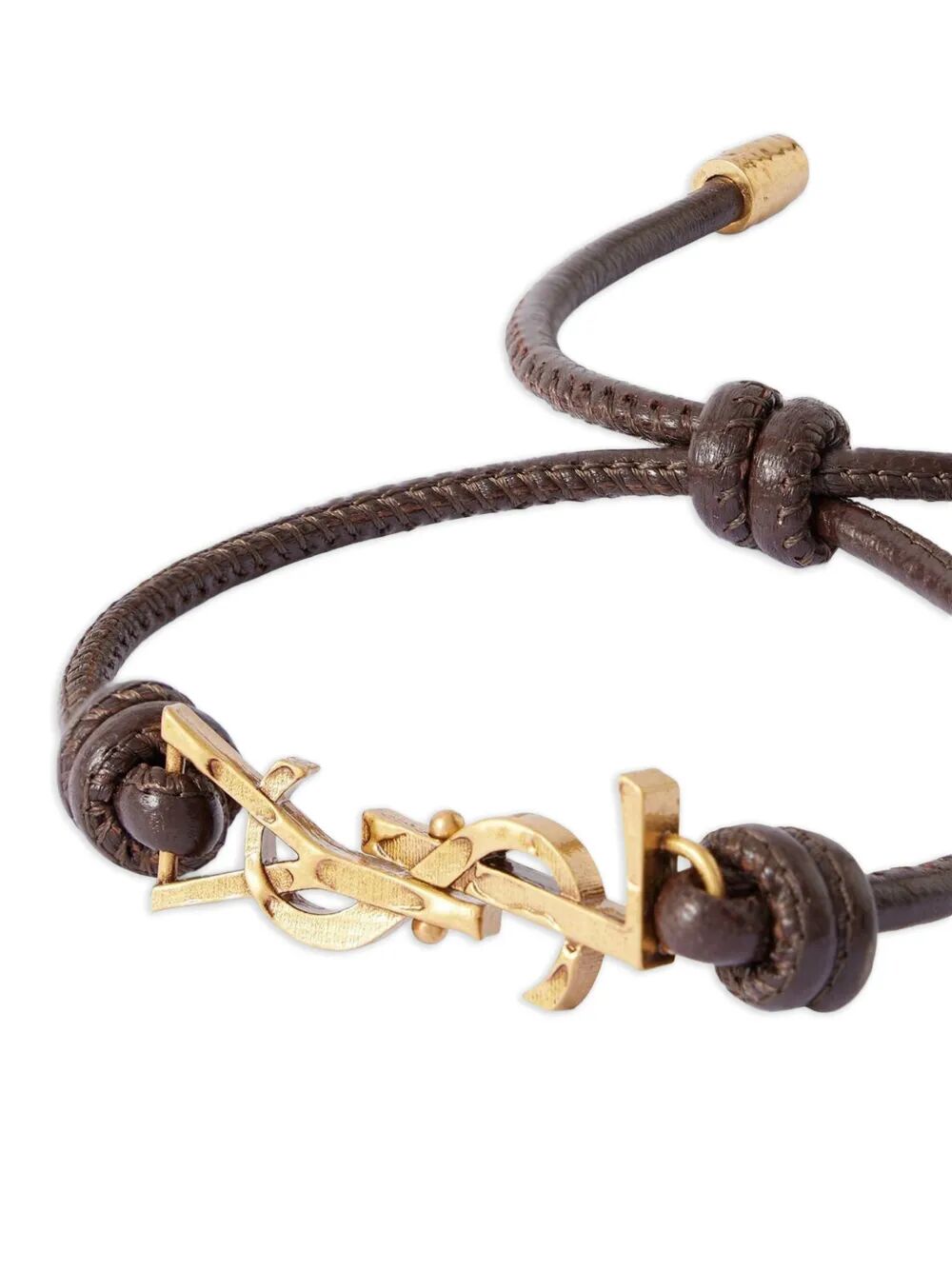 Saint Laurent Men Leather Cord Cassandre Bracelet SAINT LAURENT