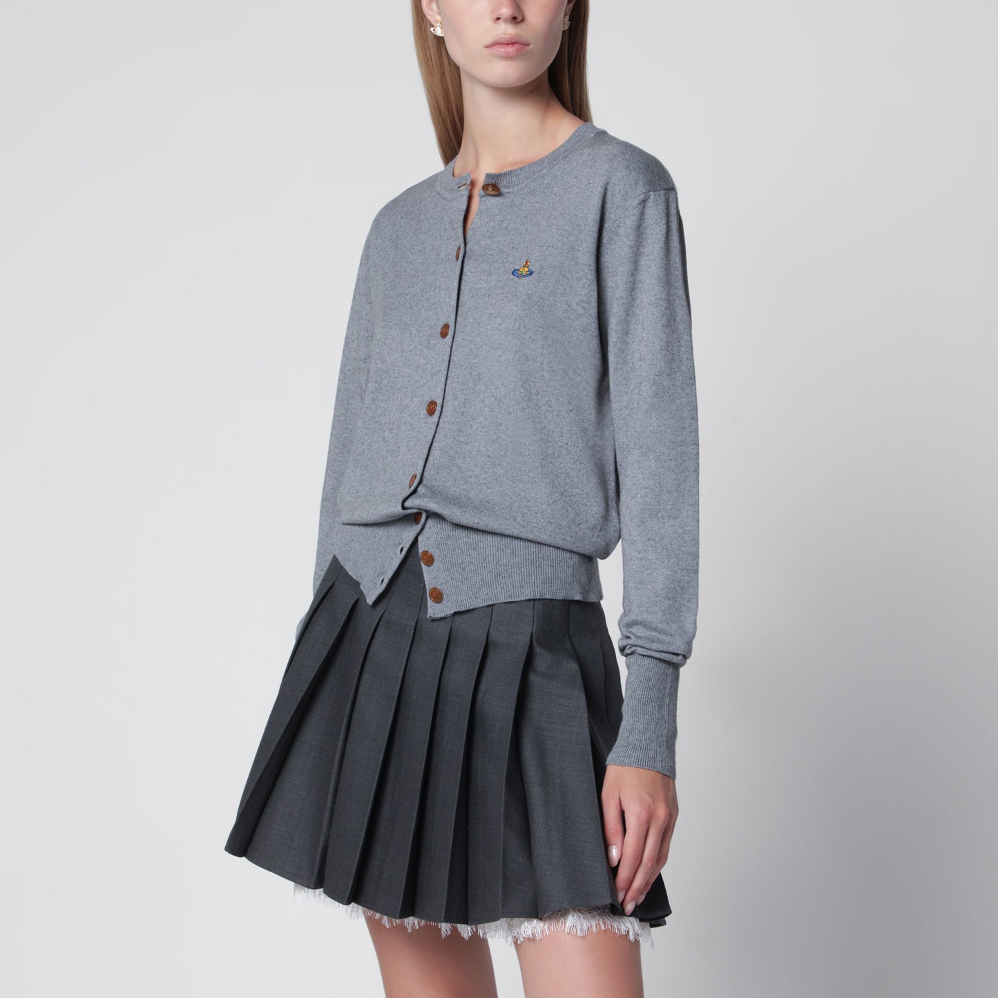 Vivienne Westwood Bea Cotton And Cashmere Cardigan In Dark Grey Women VIVIENNE WESTWOOD