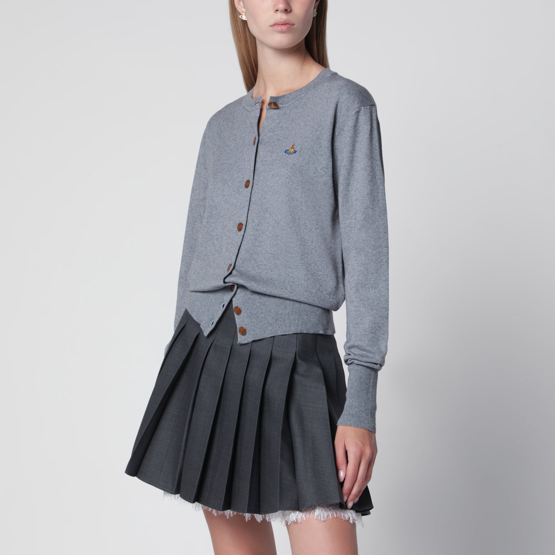 Vivienne Westwood Bea Cotton And Cashmere Cardigan In Dark Grey Women VIVIENNE WESTWOOD