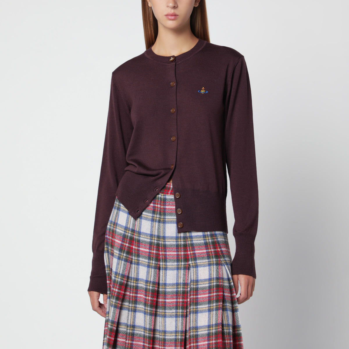 Vivienne Westwood Dark Brown Orb Logo Cardigan Women VIVIENNE WESTWOOD