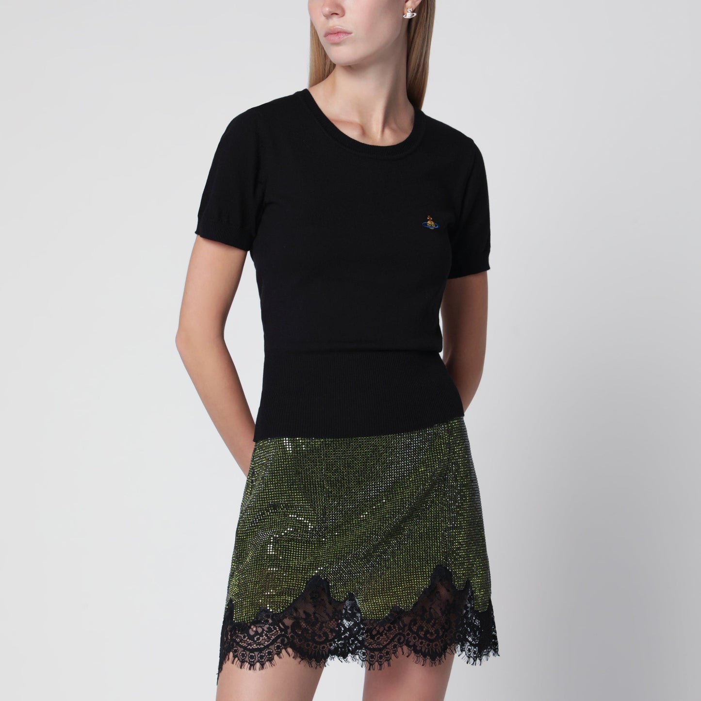 Vivienne Westwood Bea Knitted Cotton And Cashmere T-Shirt In Black Women VIVIENNE WESTWOOD