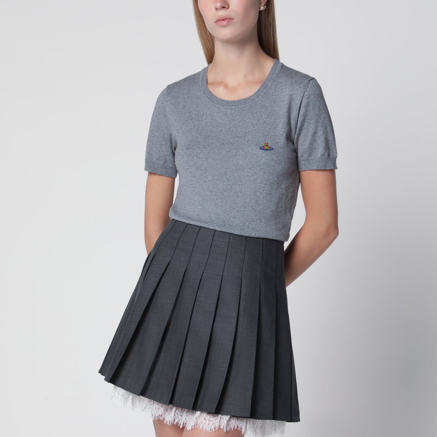 Vivienne Westwood Bea Knit Cotton-Cashmere T-Shirt In Dark Grey Women VIVIENNE WESTWOOD