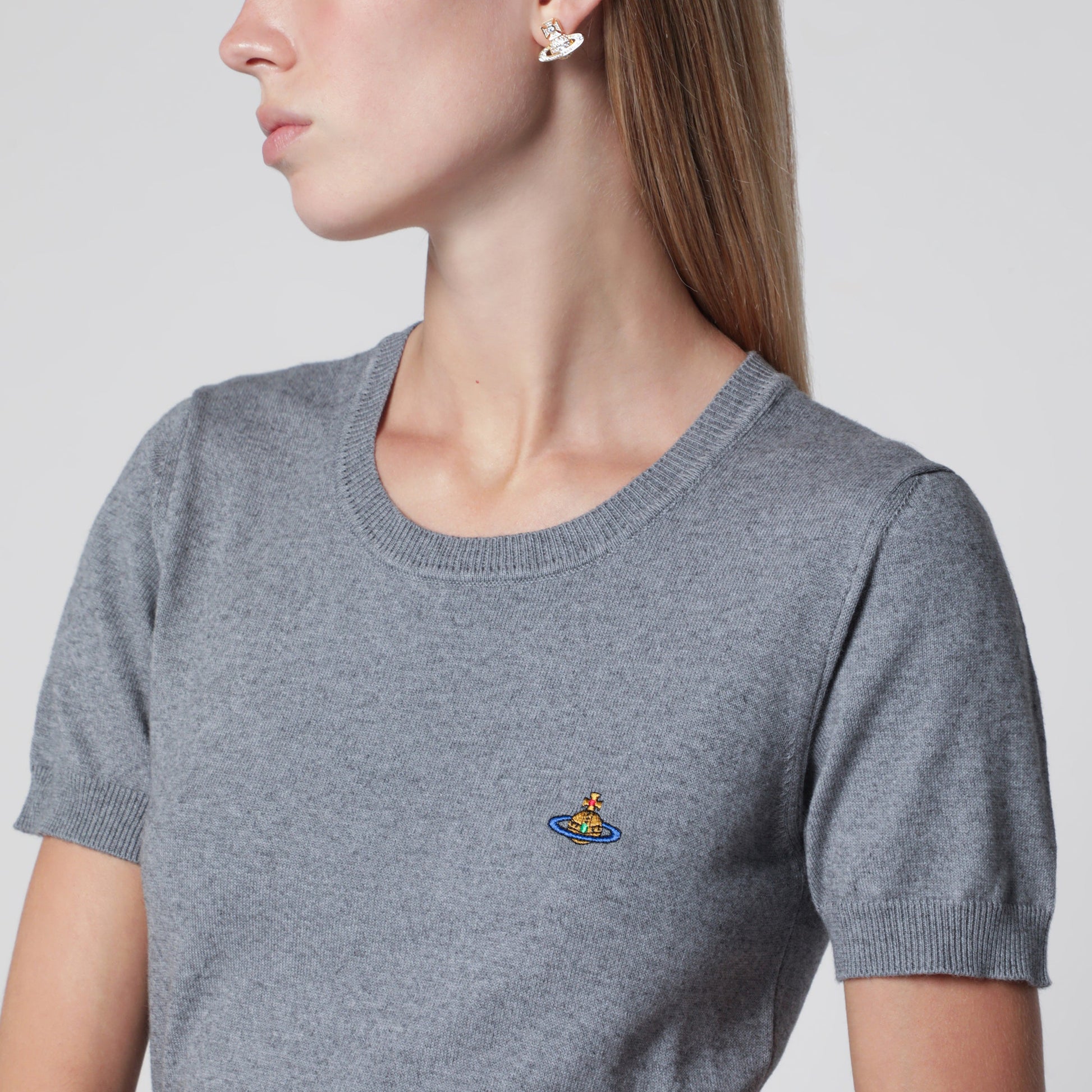 Vivienne Westwood Bea Knit Cotton-Cashmere T-Shirt In Dark Grey Women VIVIENNE WESTWOOD
