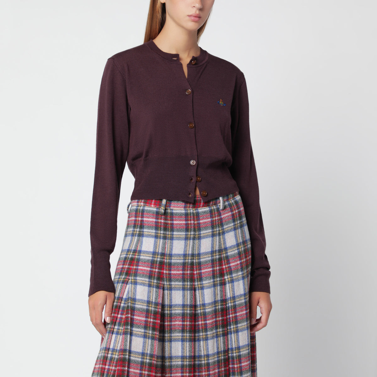 Vivienne Westwood Dark Brown Cropped Bea Cardigan Women VIVIENNE WESTWOOD