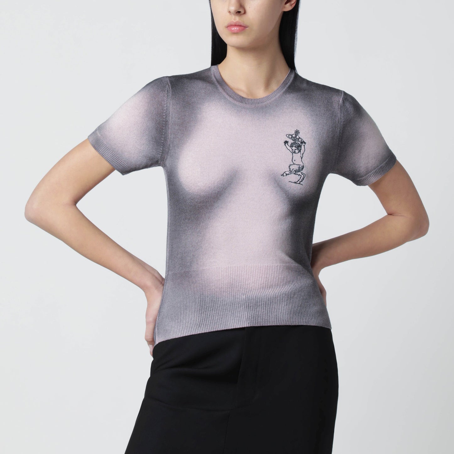Vivienne Westwood Pink/Black Degrade-Effect Knit Top Women VIVIENNE WESTWOOD
