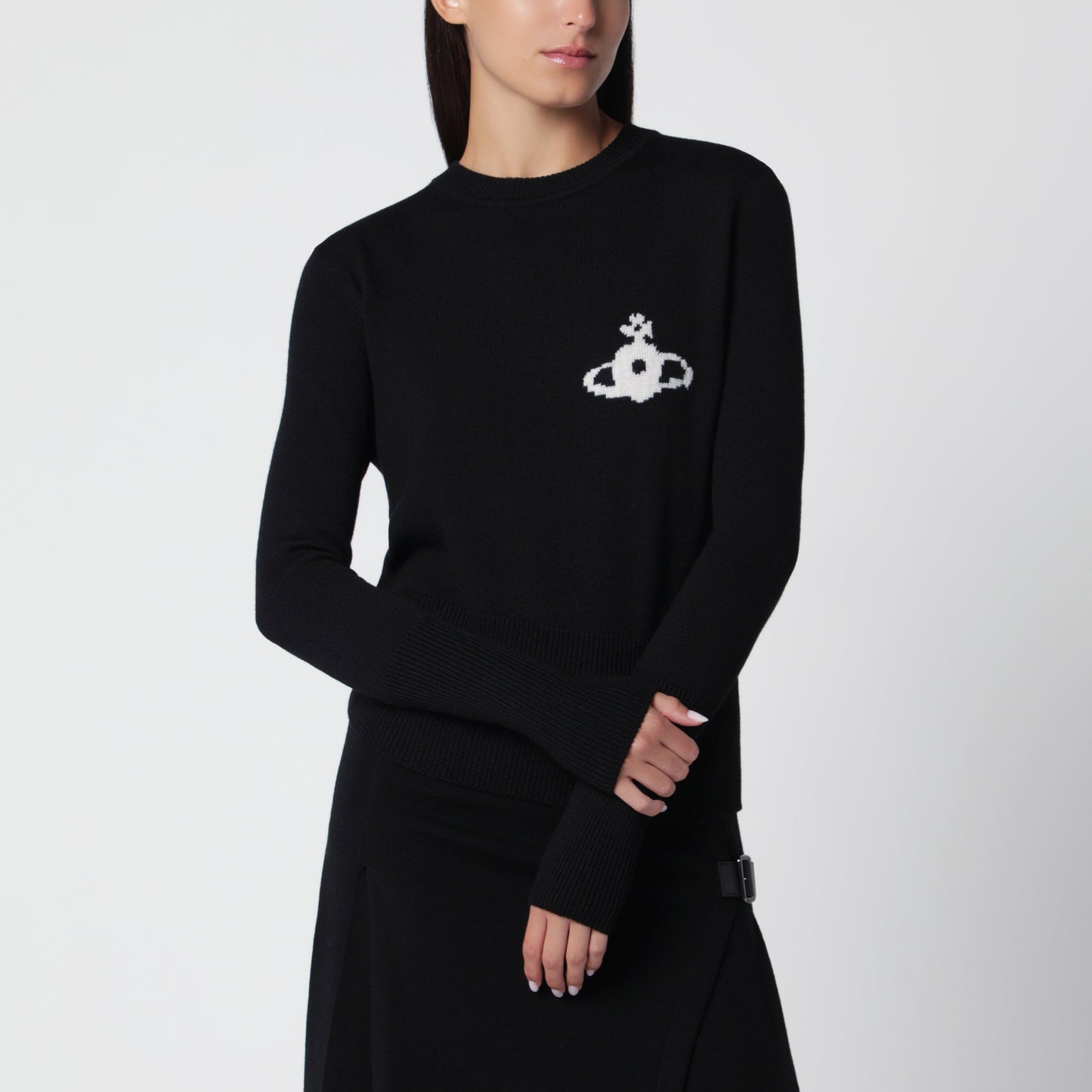 Vivienne Westwood Black Jumper With Embroidered Orb Logo Women VIVIENNE WESTWOOD