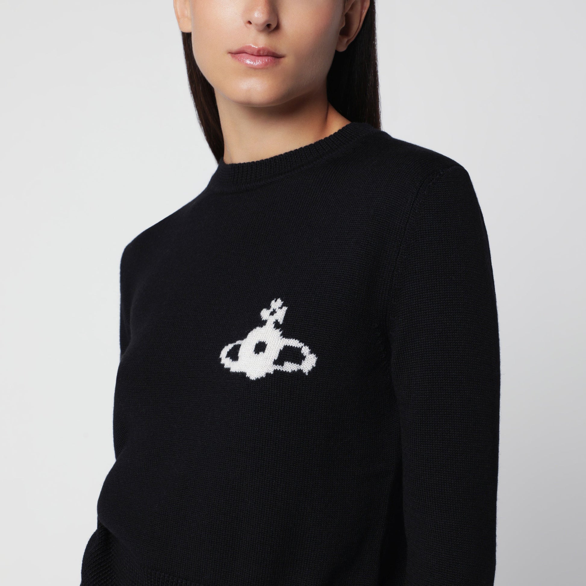 Vivienne Westwood Black Jumper With Embroidered Orb Logo Women VIVIENNE WESTWOOD