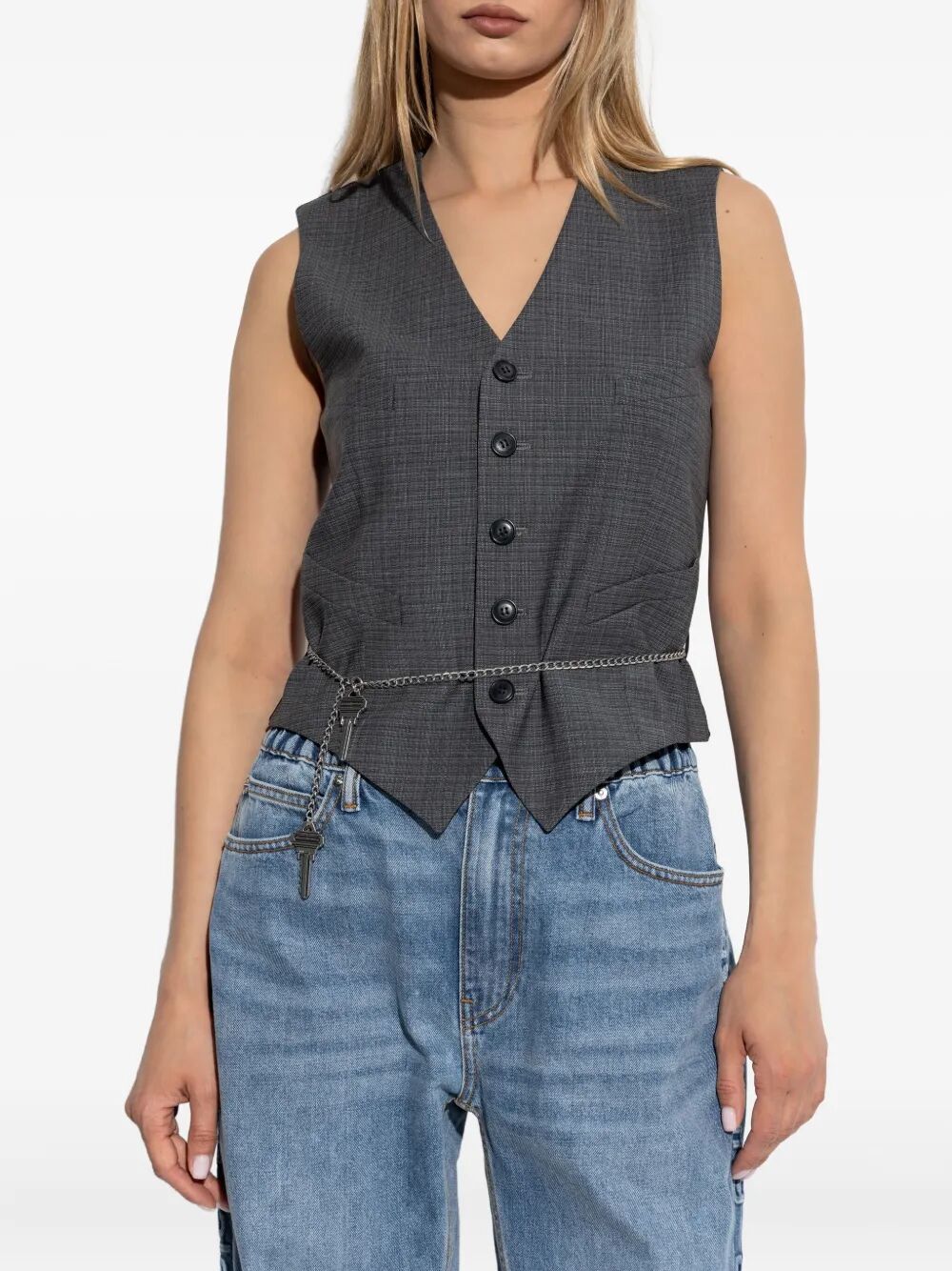 Alexander Wang Women Wool-Blend Tailored Vest With Chain-Link ALEXANDER WANG