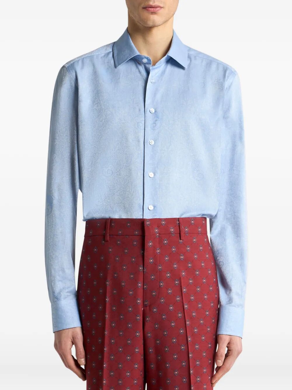 Etro Men Cotton Jacquard Shirt With Gecko Motif ETRO