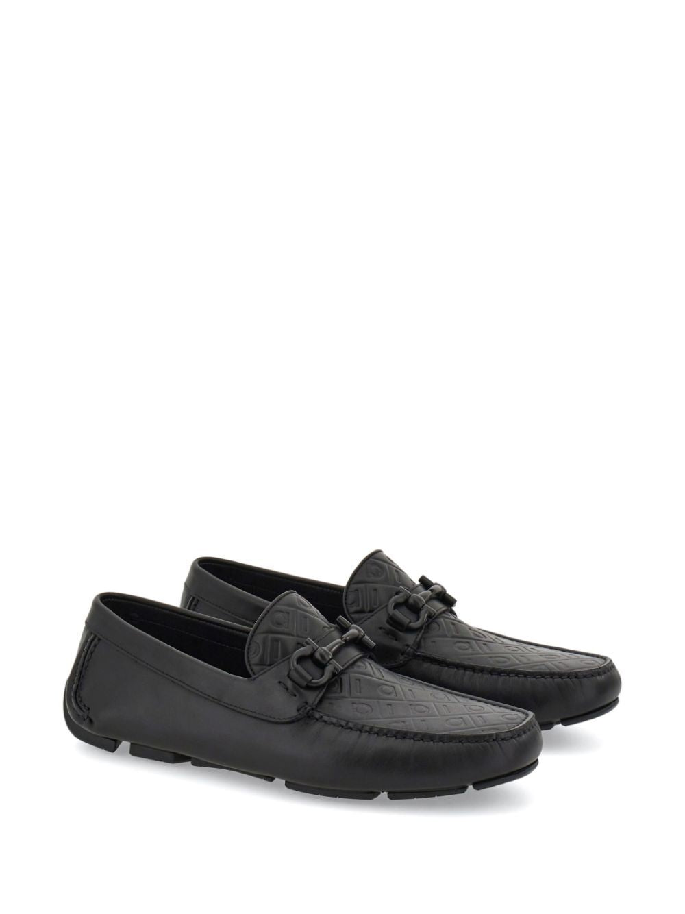 Ferragamo Men Embossed Gancini Monogram Driving Loafers FERRAGAMO