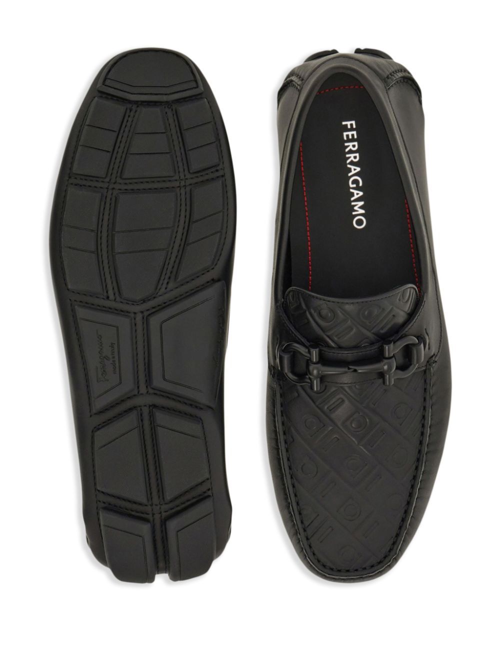 Ferragamo Men Embossed Gancini Monogram Driving Loafers FERRAGAMO