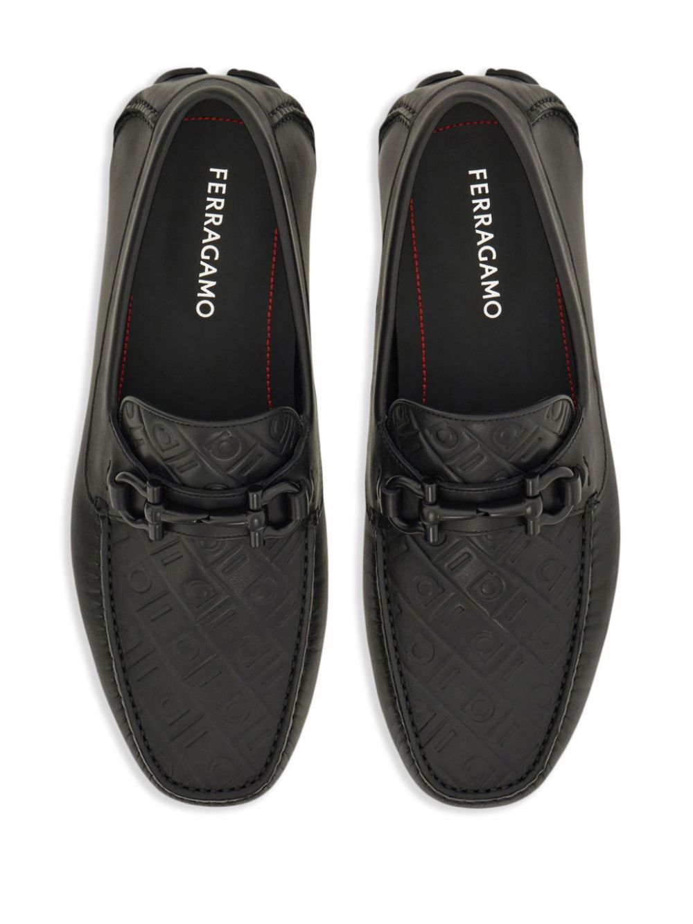 Ferragamo Men Embossed Gancini Monogram Driving Loafers FERRAGAMO
