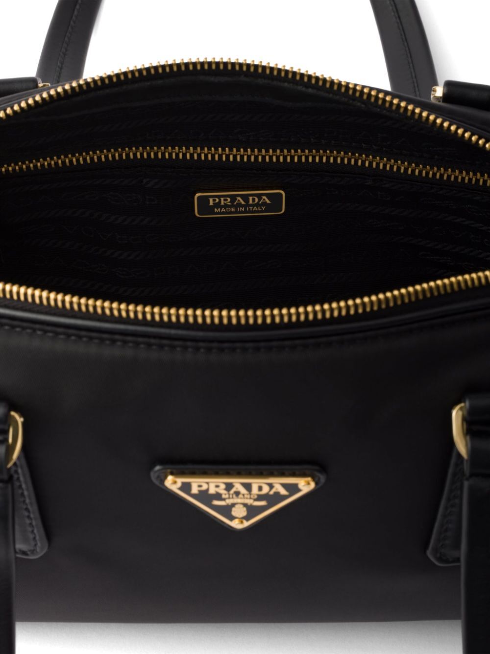 Prada Women Re-Nylon And Leather Medium Top-Handle Bag With Padlock PRADA