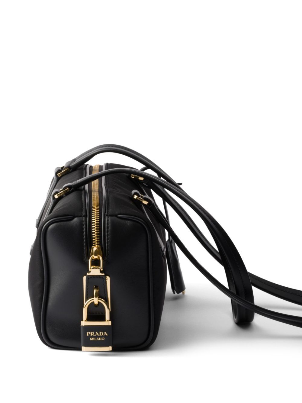 Prada Women Re-Nylon And Leather Medium Top-Handle Bag With Padlock PRADA