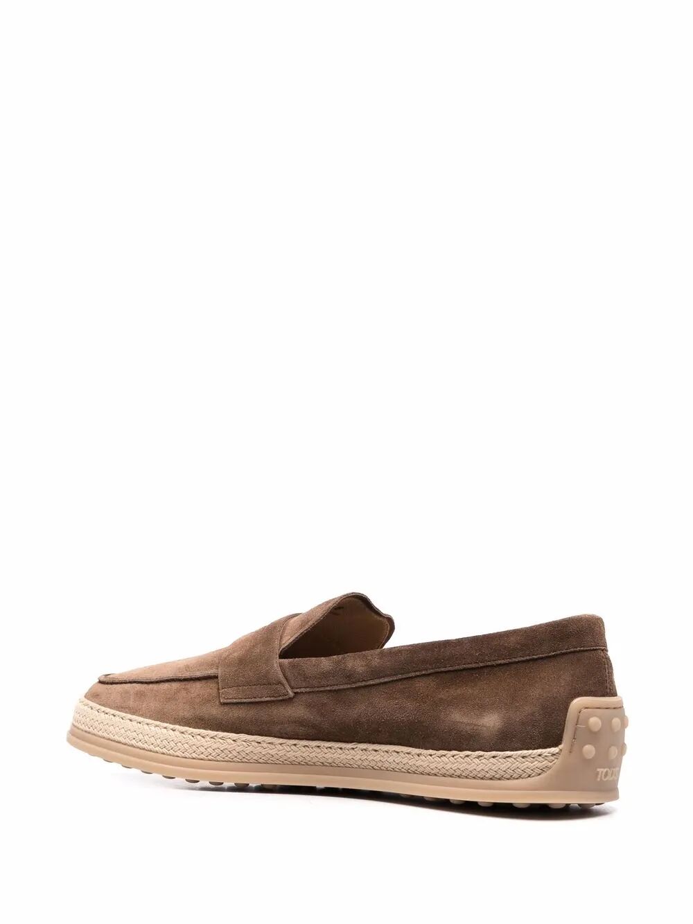 Tod's Men Suede Loafers With Rubber Outsole And Raffia Piping TOD'S