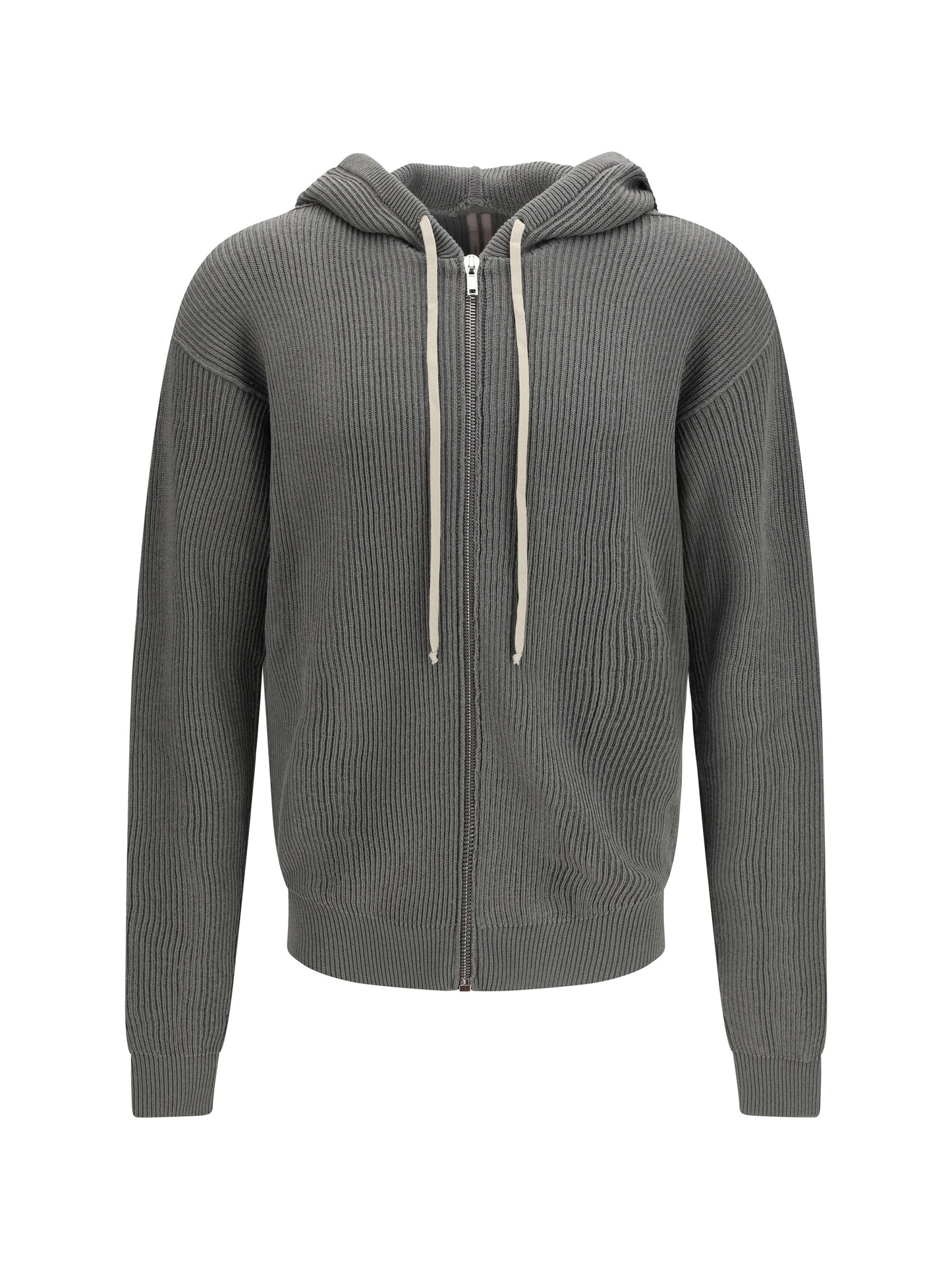 Rick Owens Men Ribbed Virgin Wool Knit Hoodie RICK OWENS