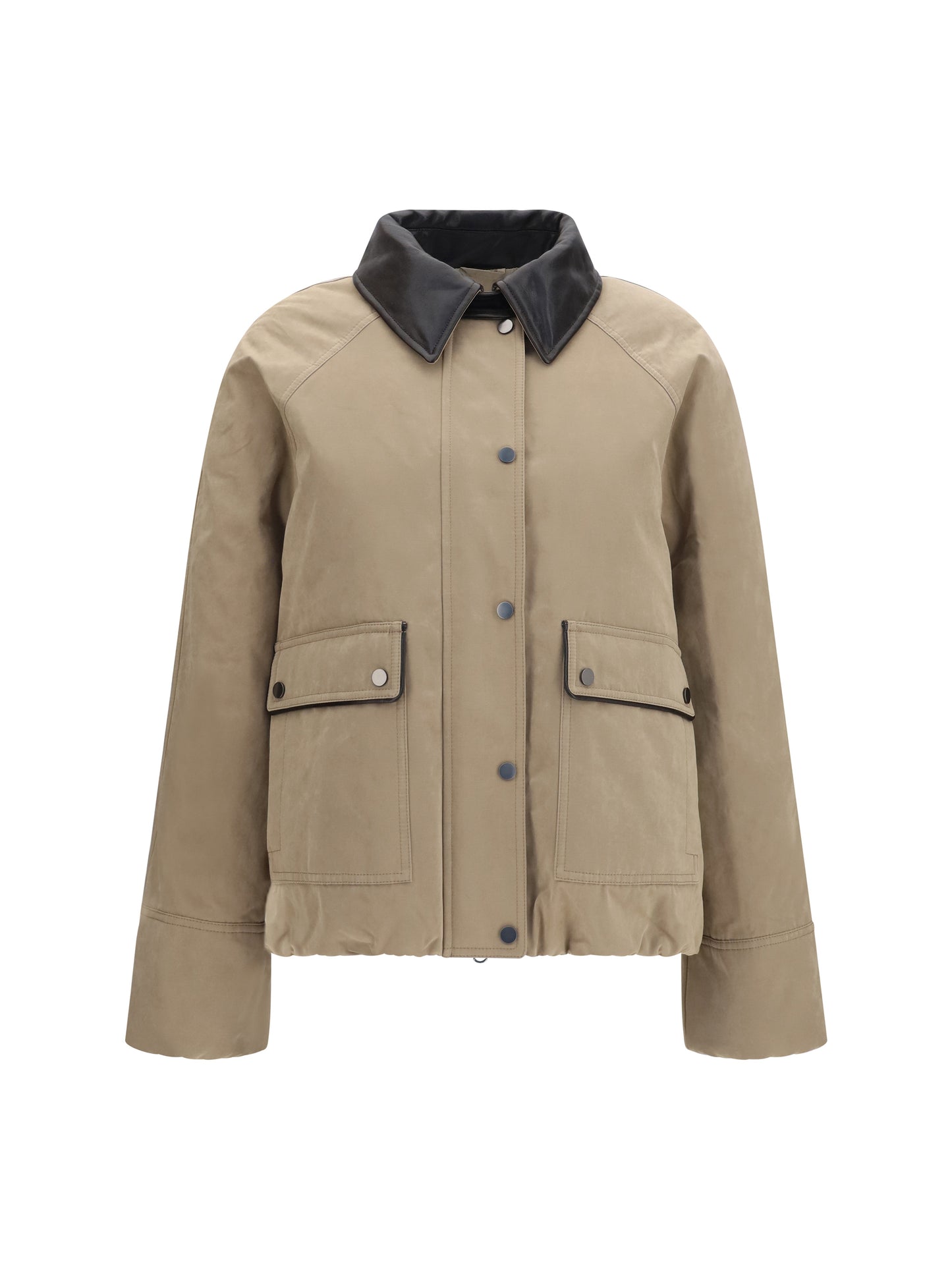 Brunello Cucinelli Women Padded Down Jacket With Leather Collar BRUNELLO CUCINELLI