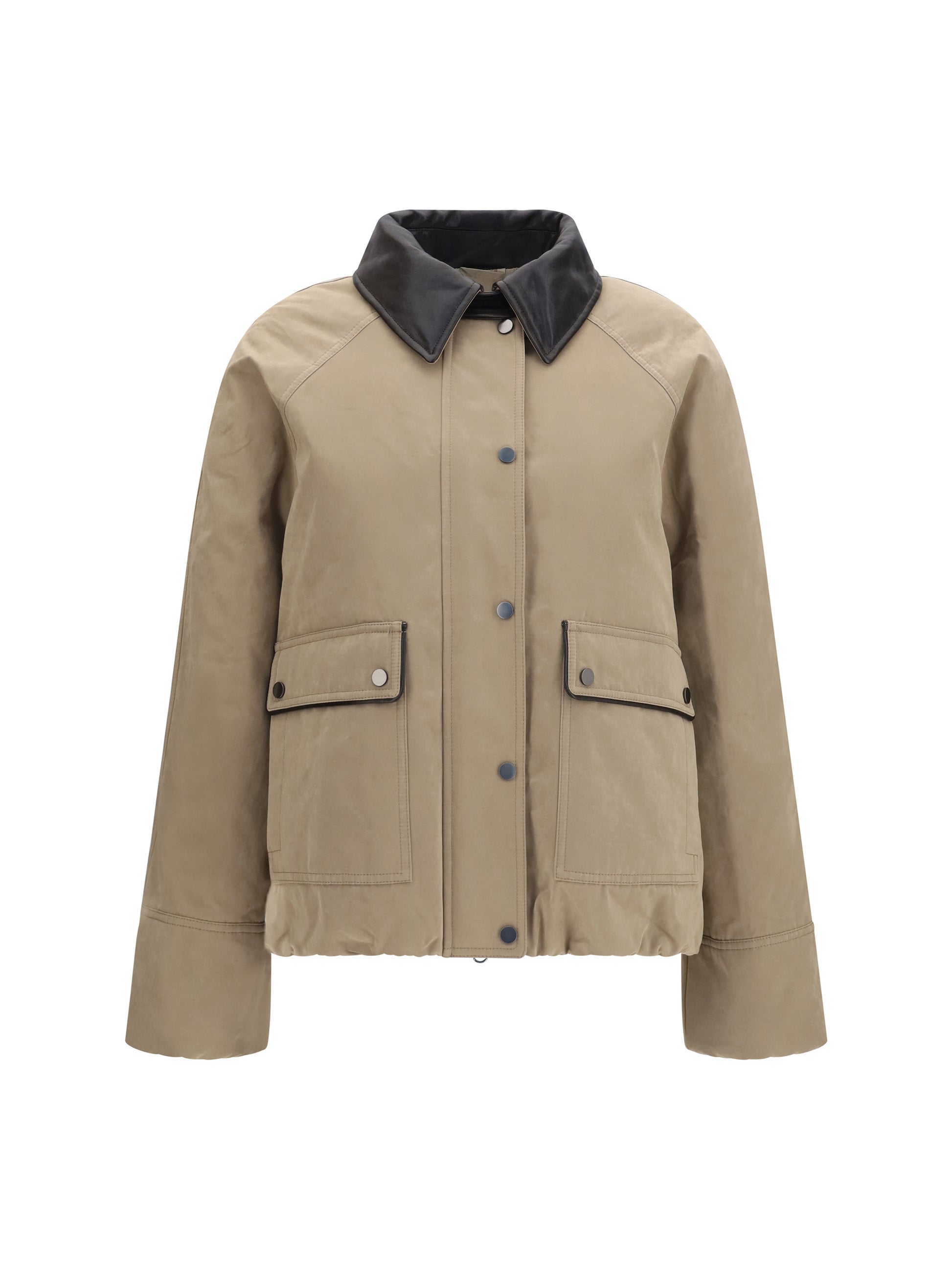 Brunello Cucinelli Women Padded Down Jacket With Leather Collar BRUNELLO CUCINELLI