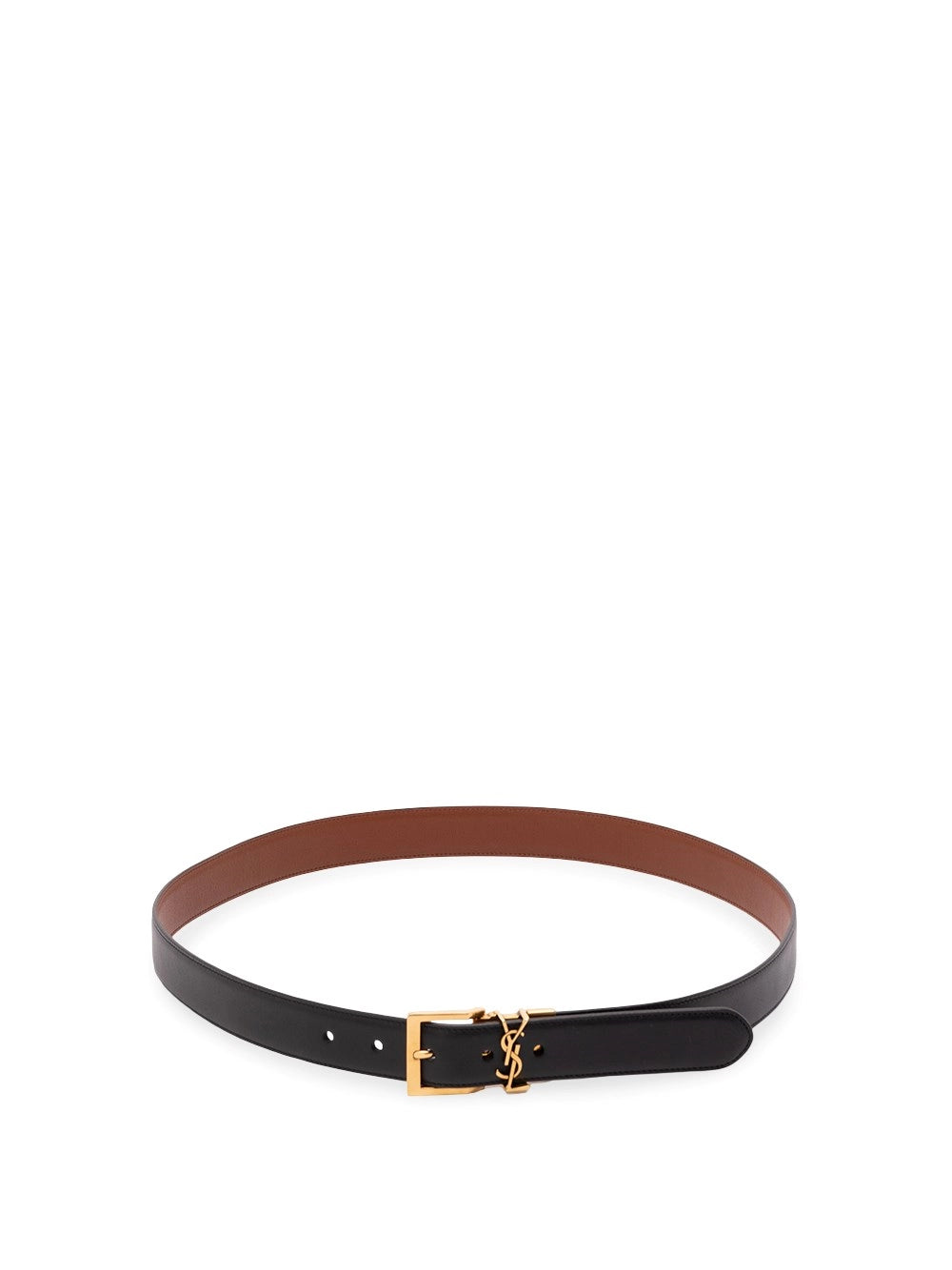 Saint Laurent Men Cassandre Vadim Reversible Belt In Smooth Leather