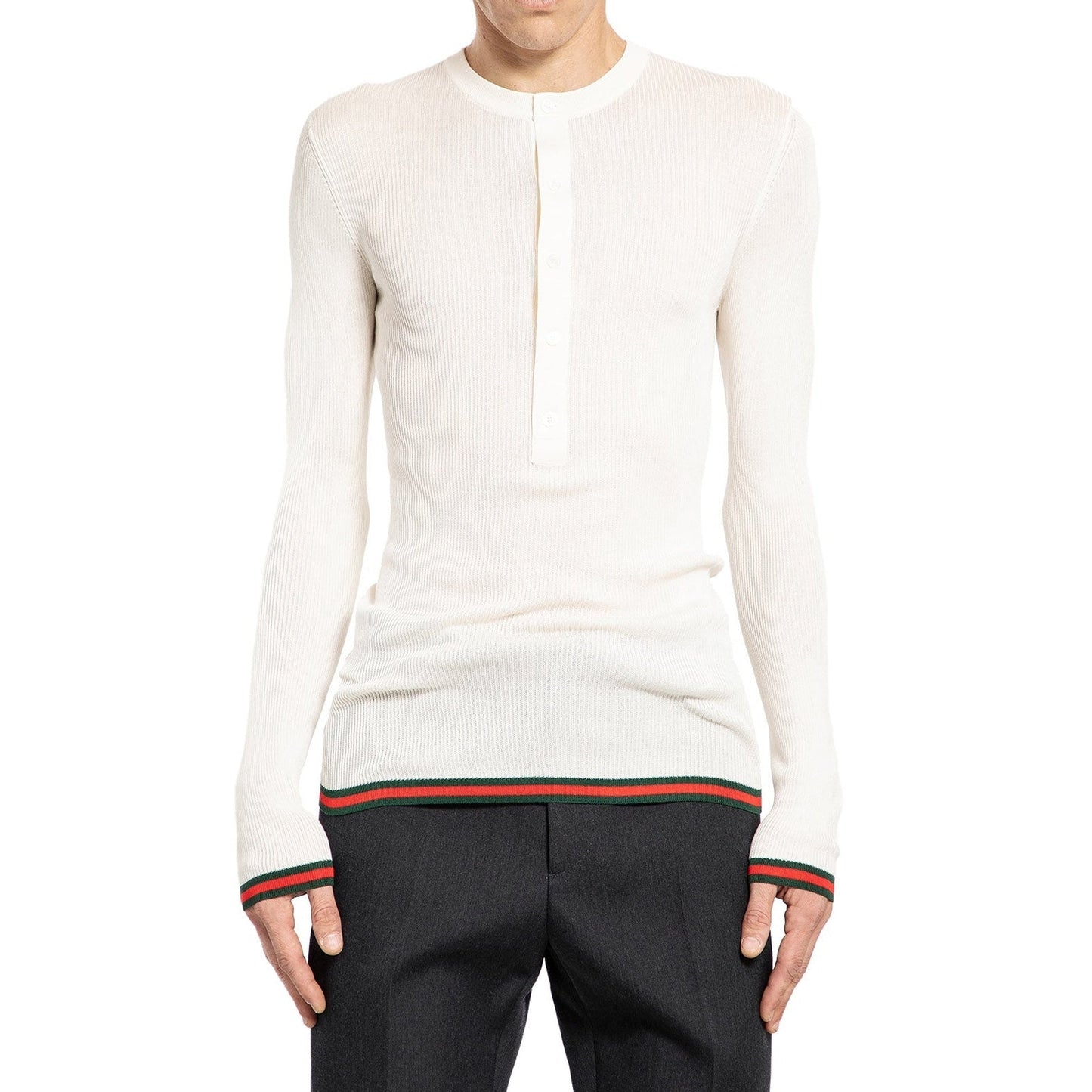 Gucci Ribbed-Knit Silk T-Shirt Men GUCCI