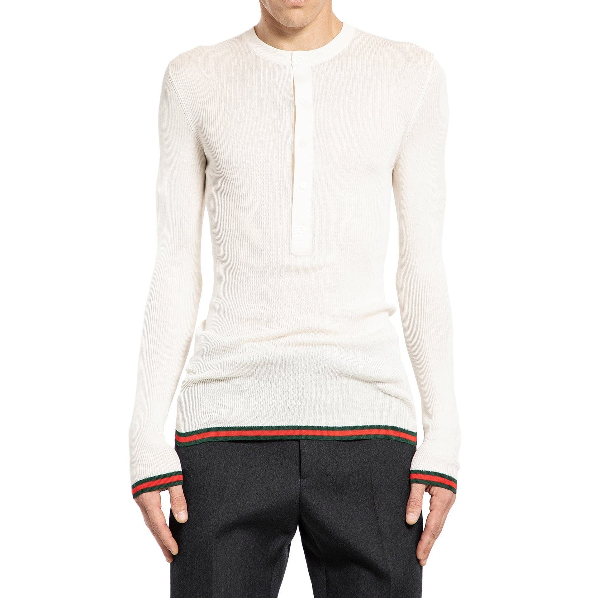 Gucci Ribbed-Knit Silk T-Shirt Men GUCCI