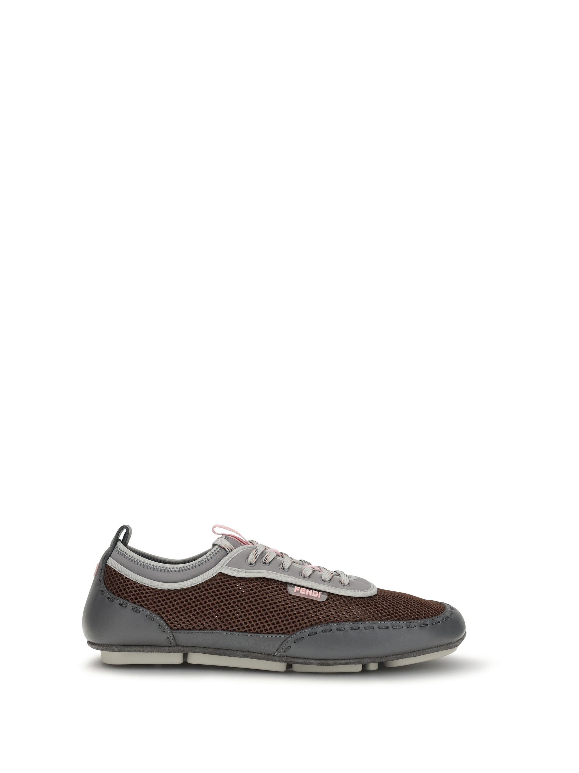 Fendi Men Leather And Mesh Sneakers By Fendi FENDI