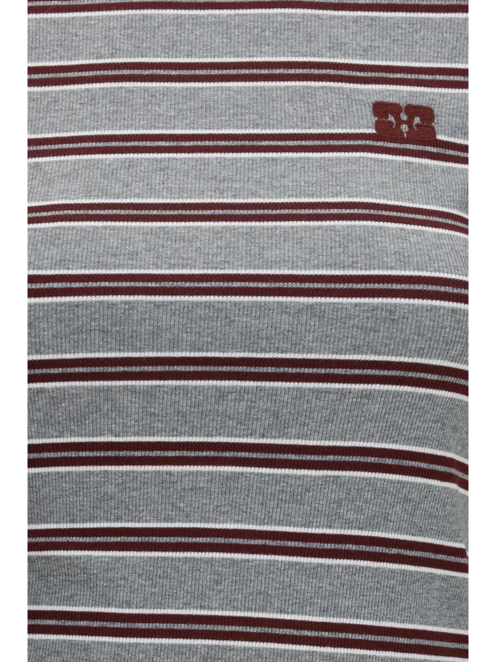Ganni Women Double-Sleeve Striped Cotton T-Shirt GANNI