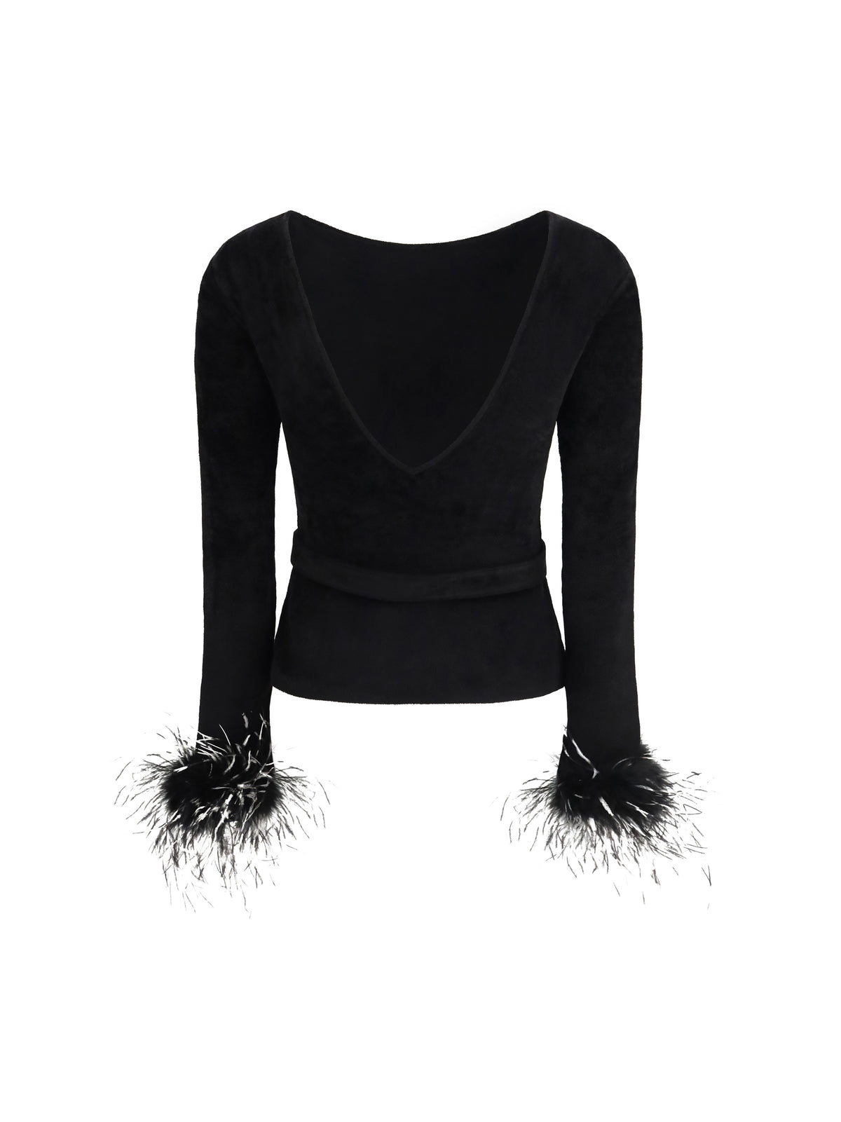 Self-Portrait Women Feather-Trimmed Chenille Knit Top SELF-PORTRAIT