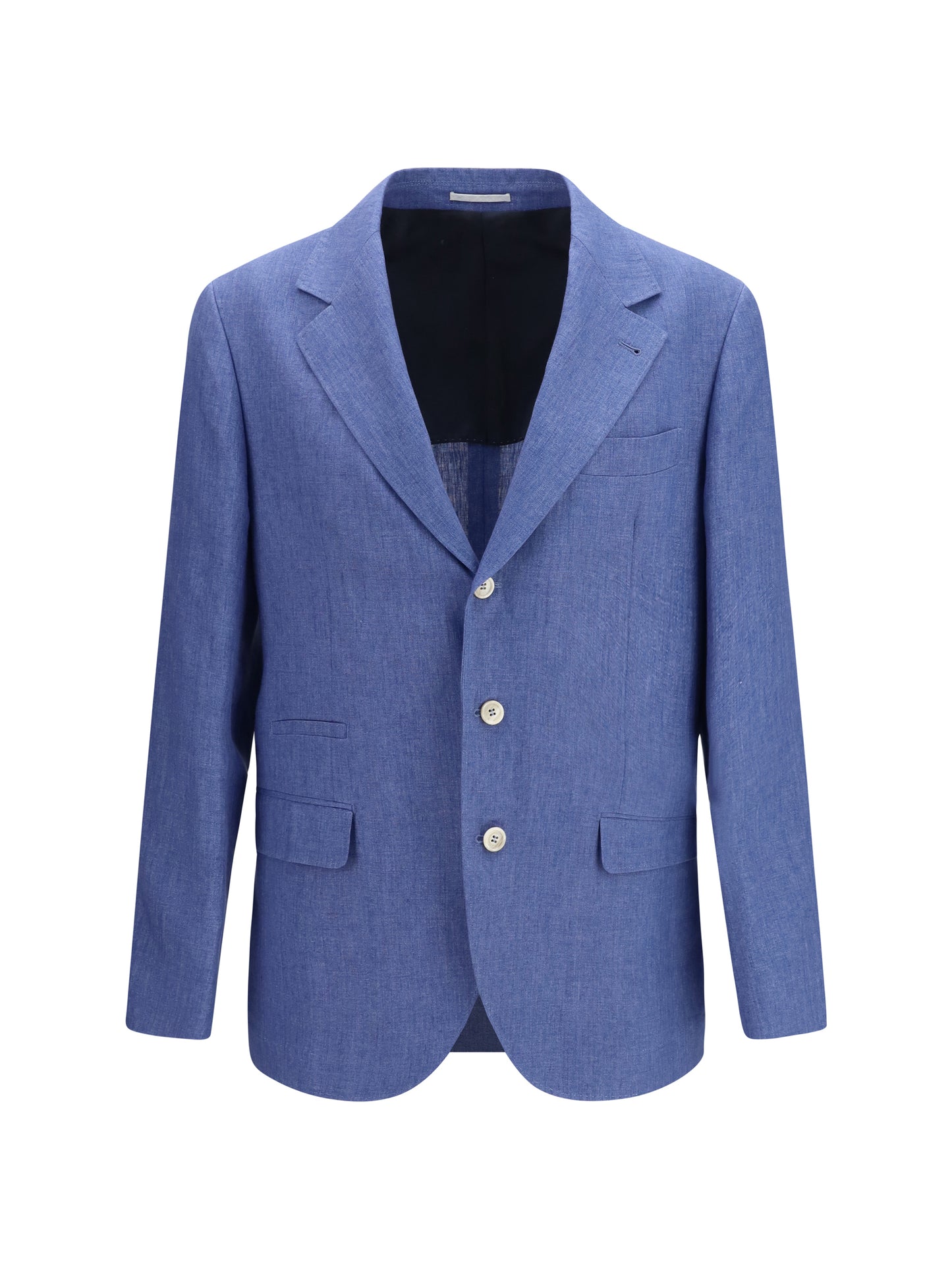 Brunello Cucinelli Men Deconstructed Single-Breasted Jacket In Mélange Linen BRUNELLO CUCINELLI