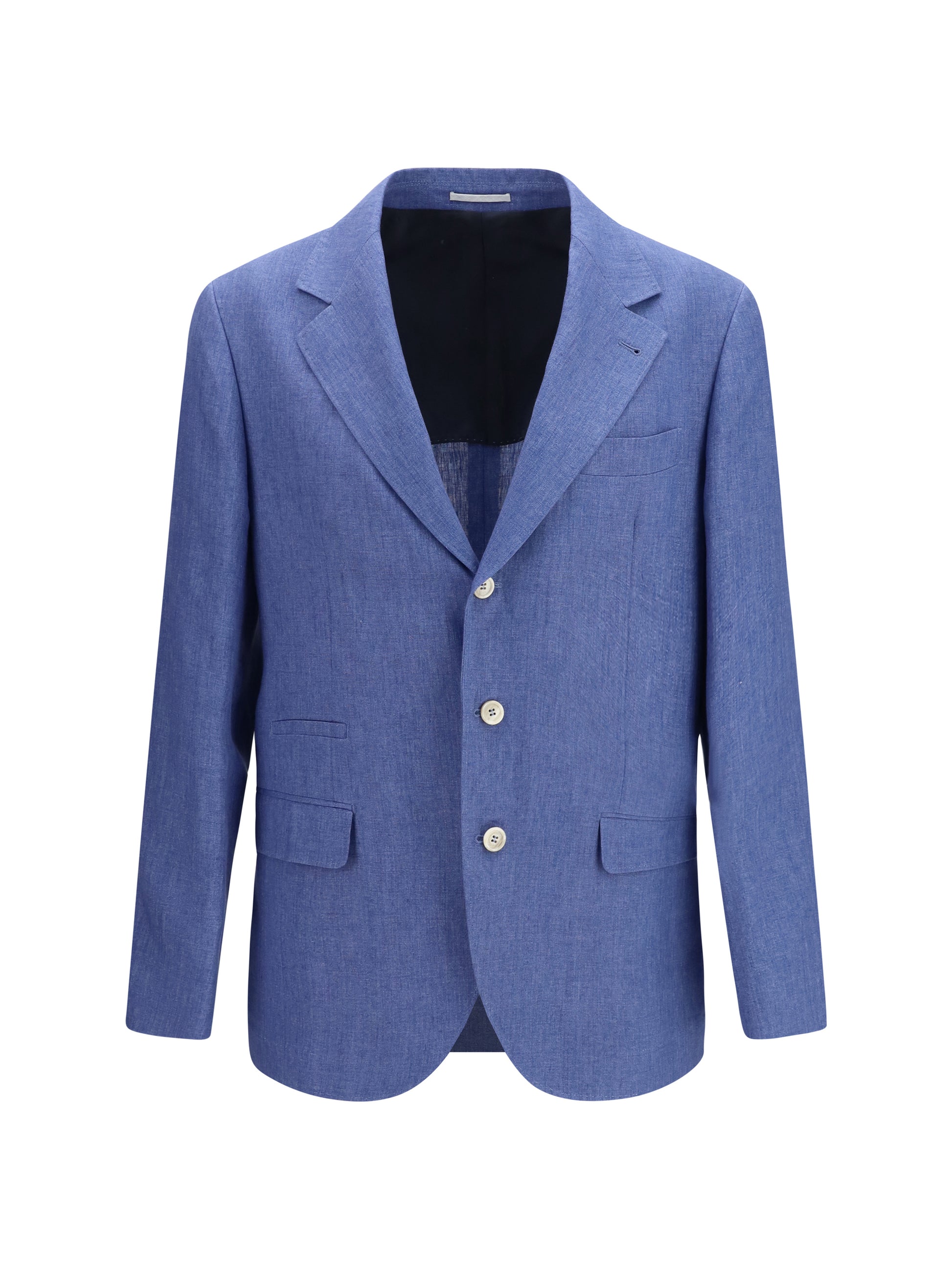 Brunello Cucinelli Men Deconstructed Single-Breasted Jacket In Mélange Linen BRUNELLO CUCINELLI