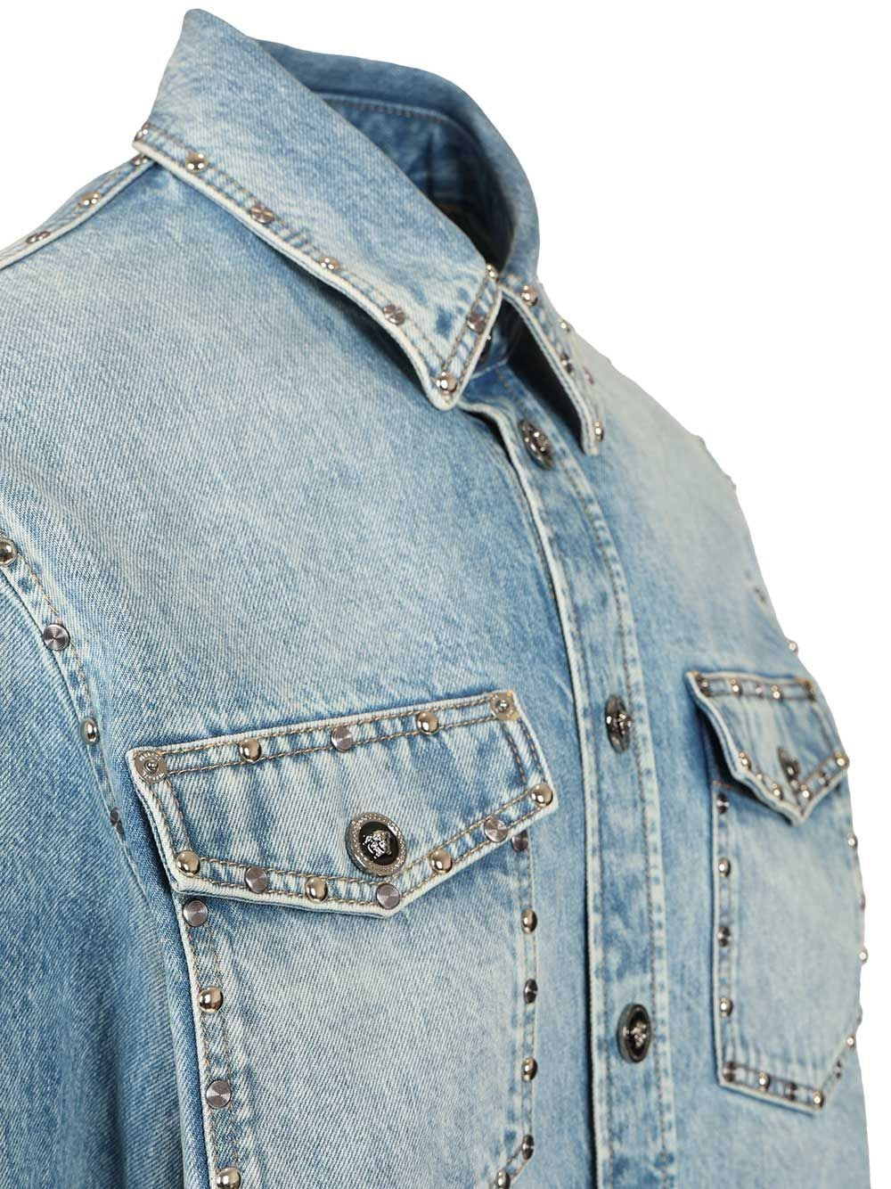 Versace Men Studded Denim Shirt VERSACE